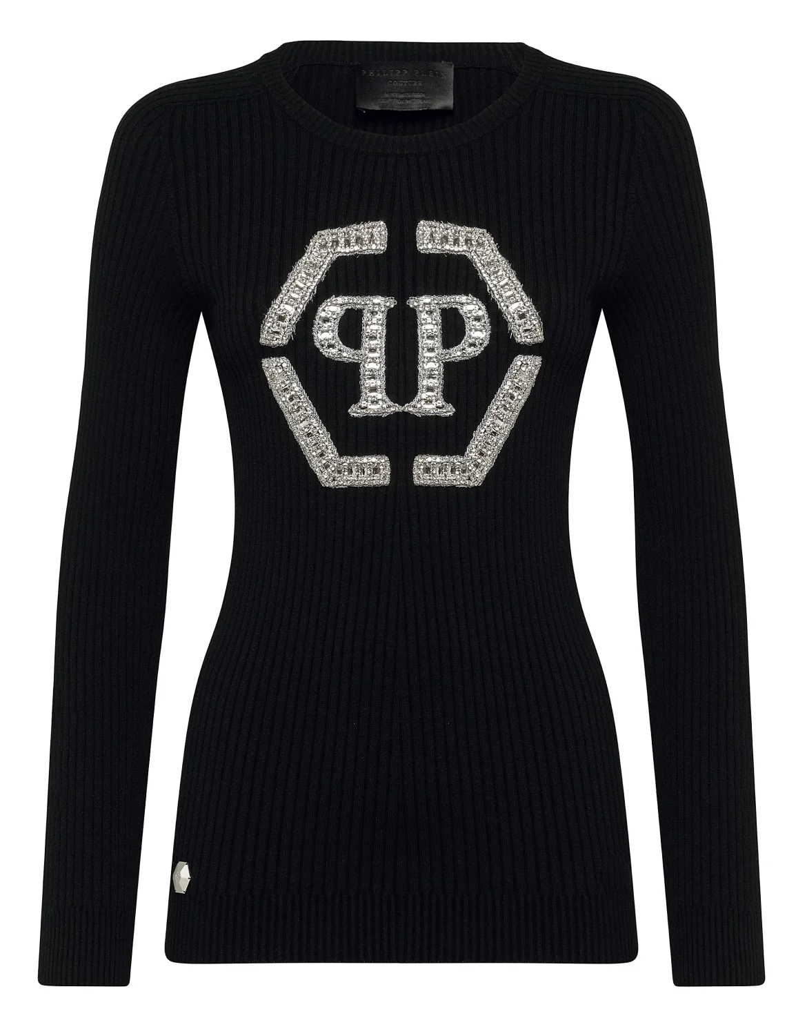 Pullover Round Neck LS Crystal Plein, цвет: Черный