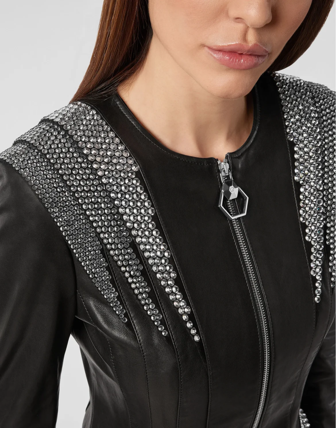 Leather Jacket Crystal, цвет: Черный