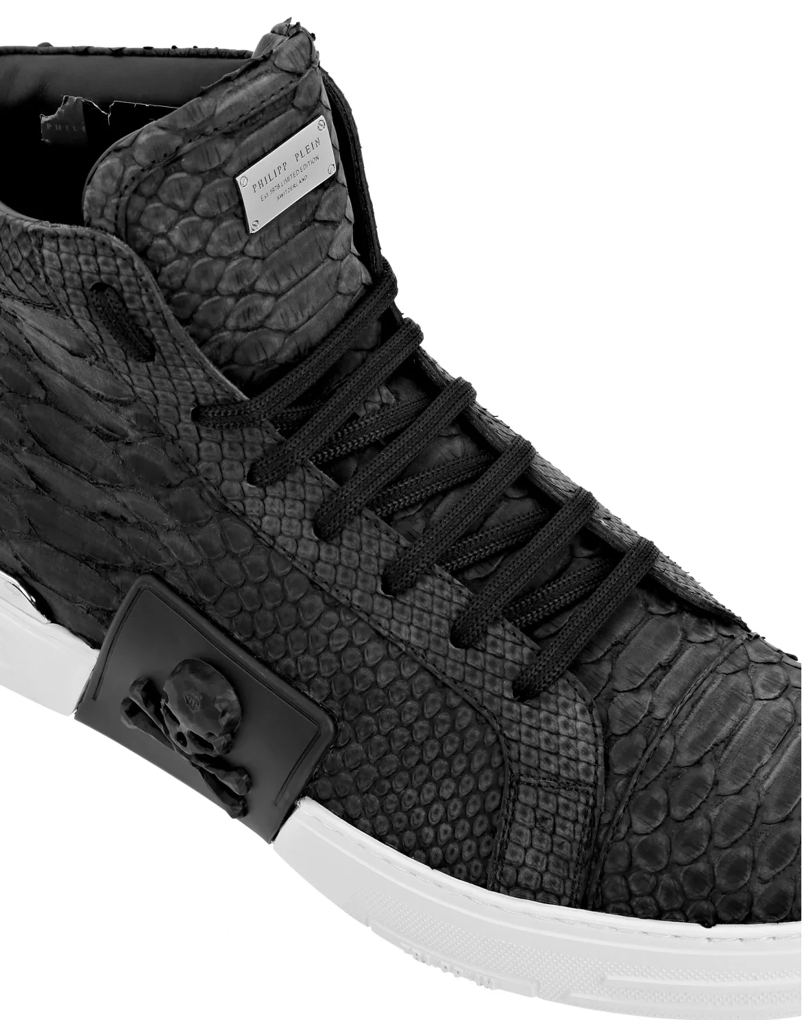 HI-TOP SNEAKERS MONEY KICK$ PYTHON SKULL, цвет: Черный
