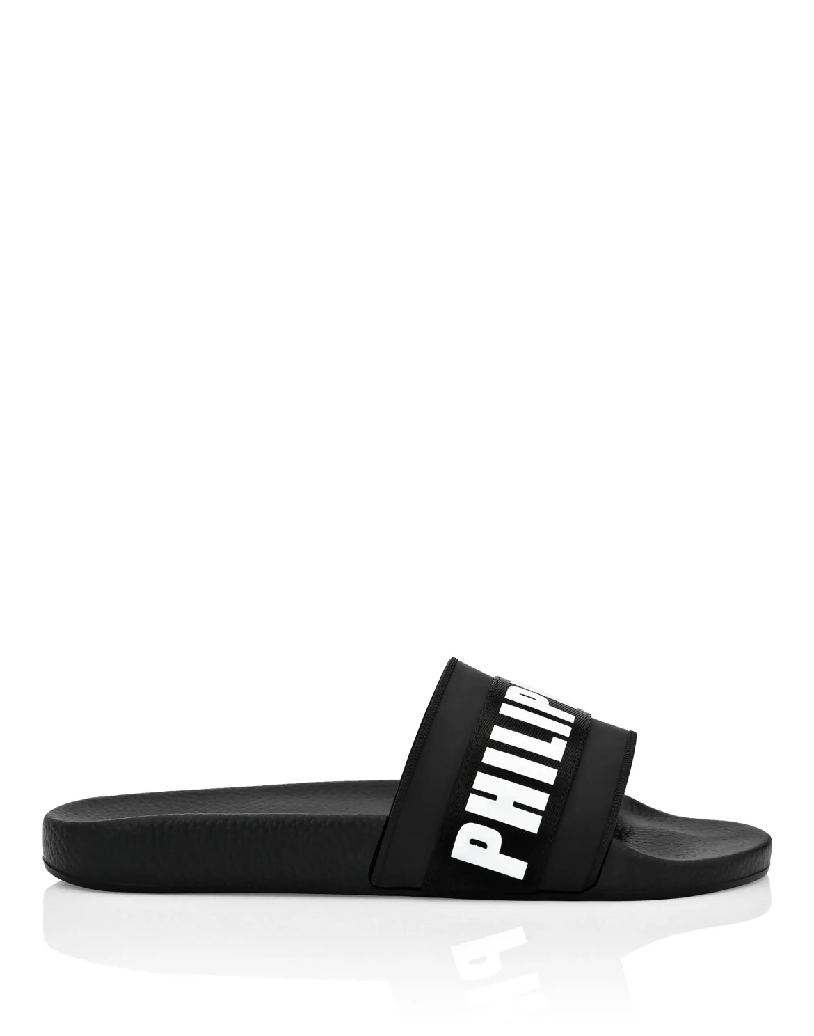 Flat gummy sandals Logos, цвет: Черный