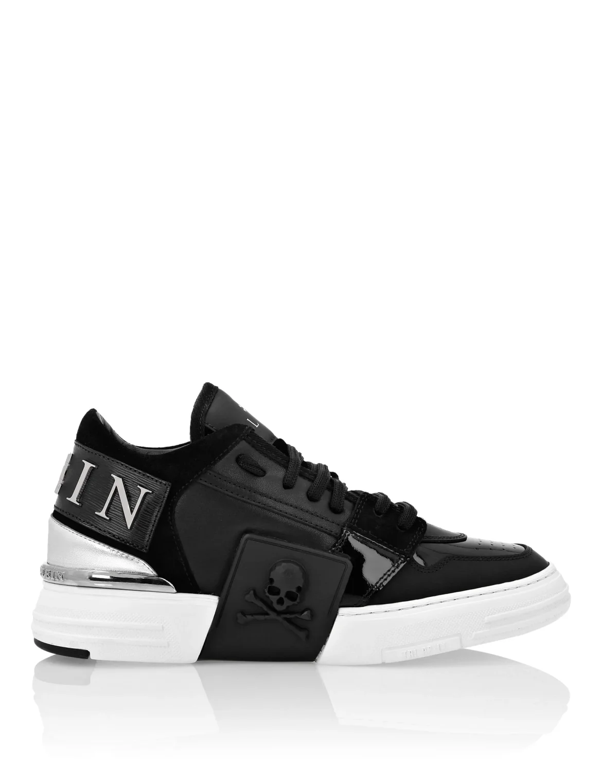 PHANTOM KICK$ Lo-Top Mix Leather Skull, цвет: Черный