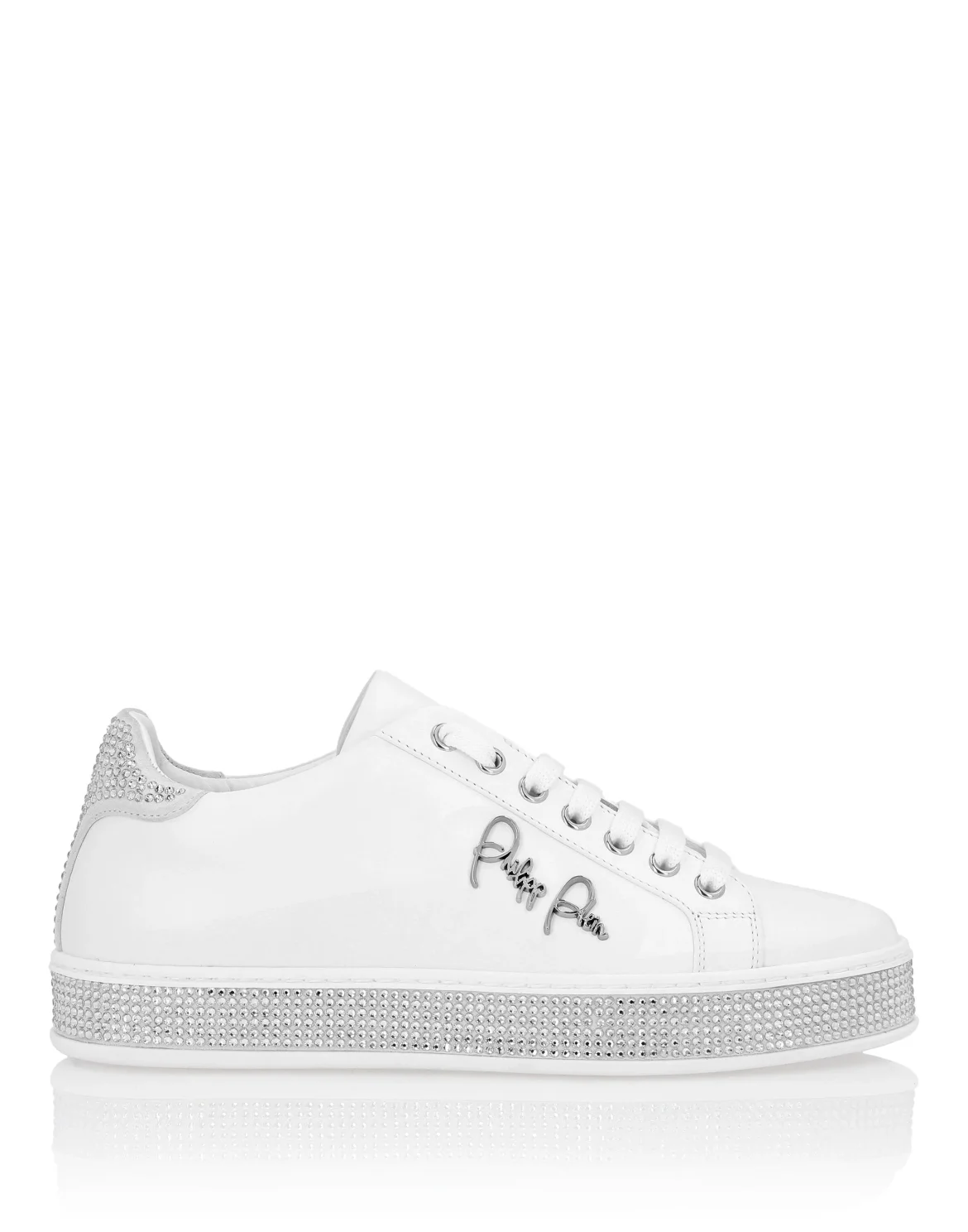 Leather Lo-Top Sneakers Crystal, цвет: Белый