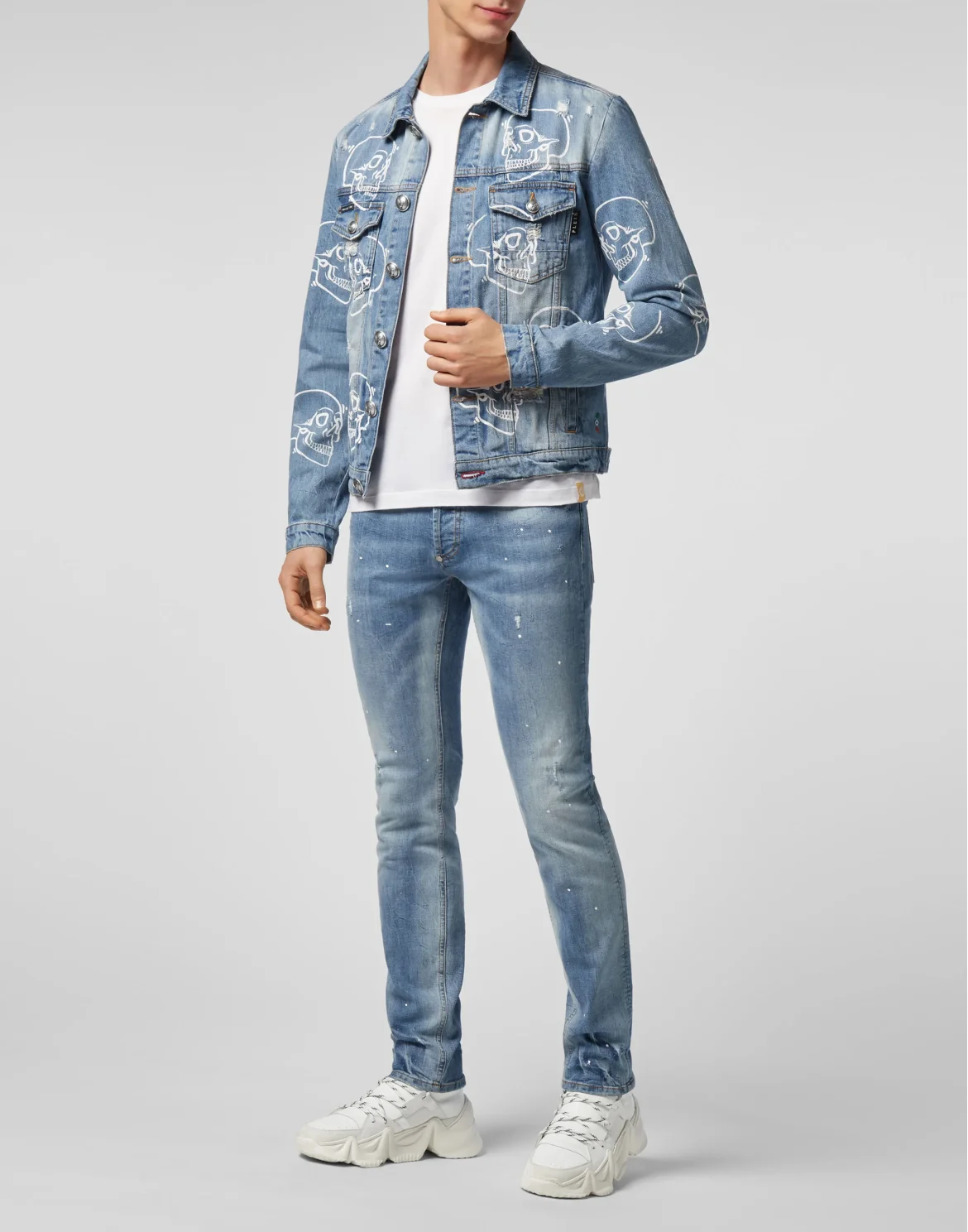 Denim Jacket Allover outline Skull, цвет: Синий