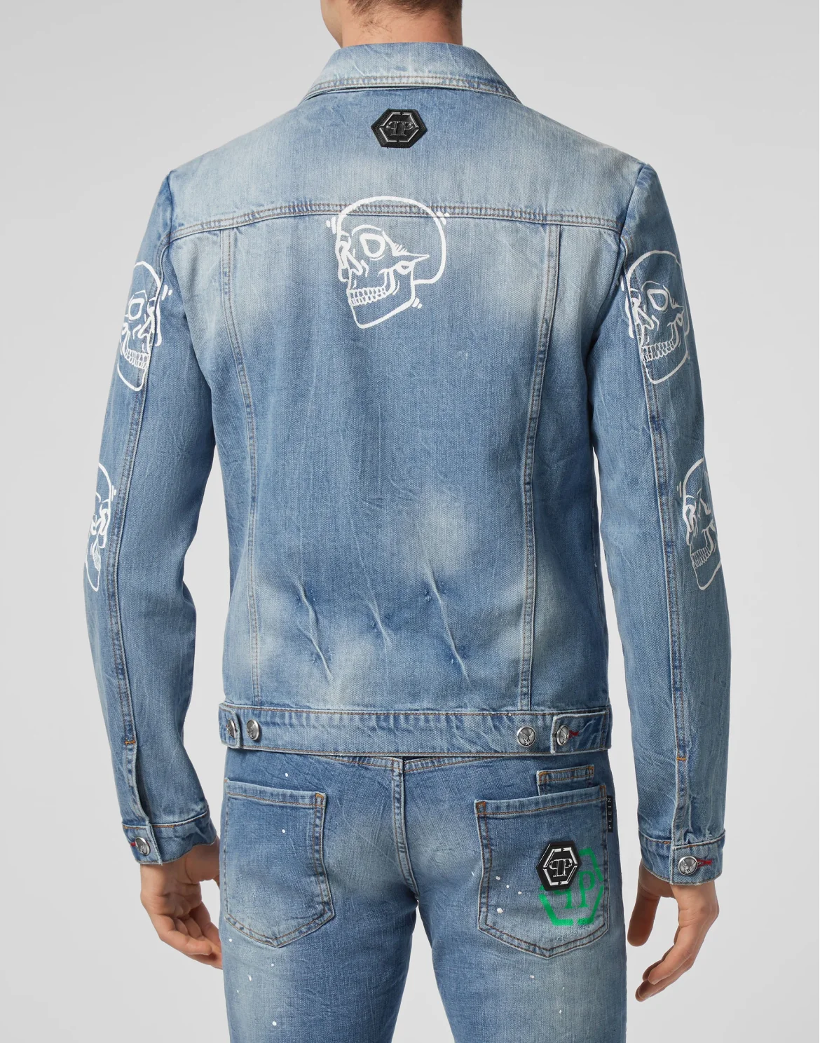 Denim Jacket Allover outline Skull, цвет: Синий