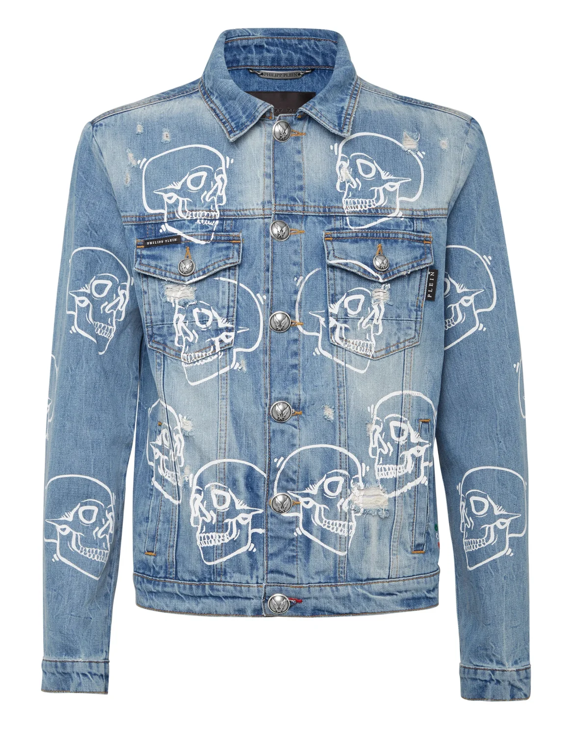 Denim Jacket Allover outline Skull, цвет: Синий