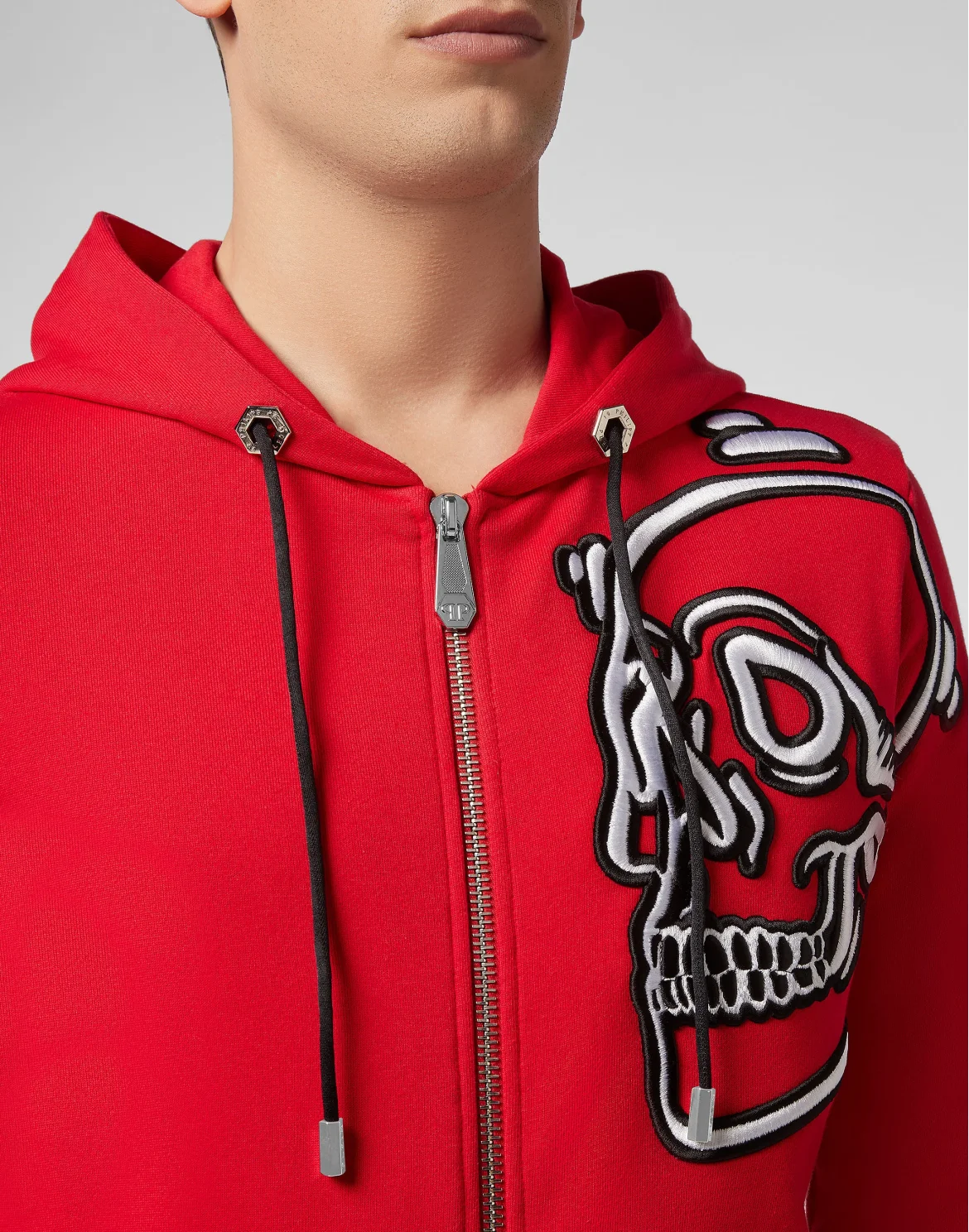 Hoodie Sweatjacket Outline Skull, цвет: Красный