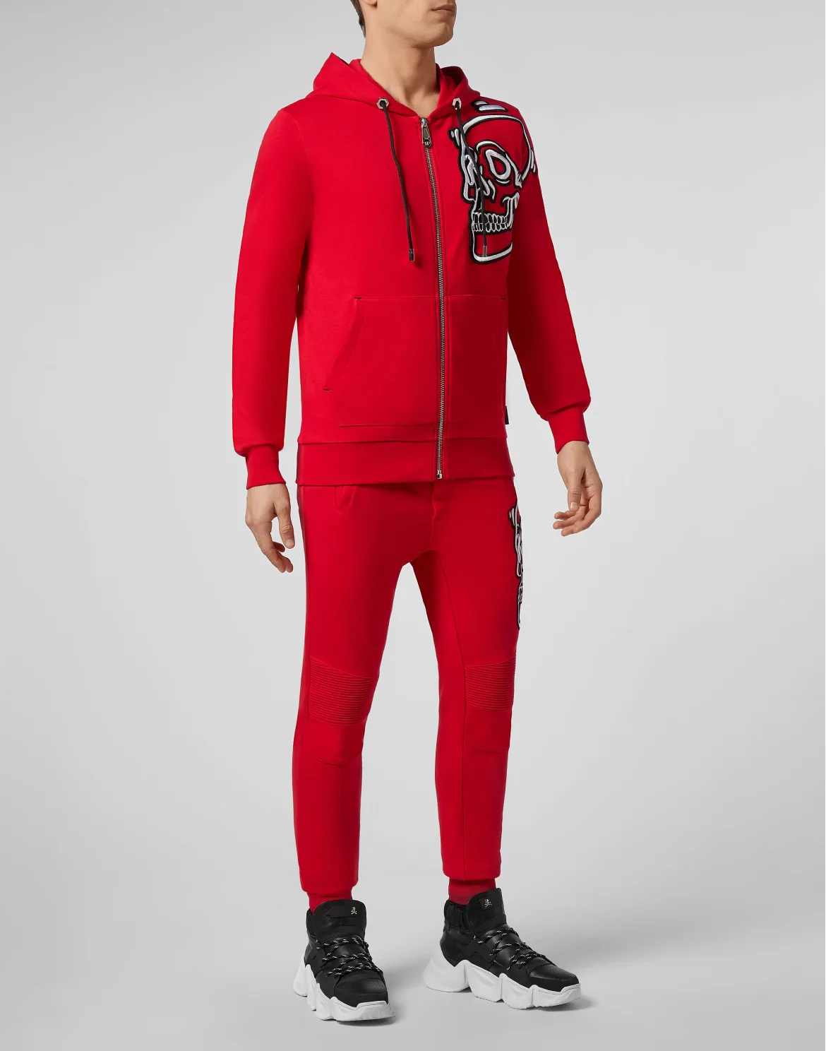 Hoodie Sweatjacket Outline Skull, цвет: Красный