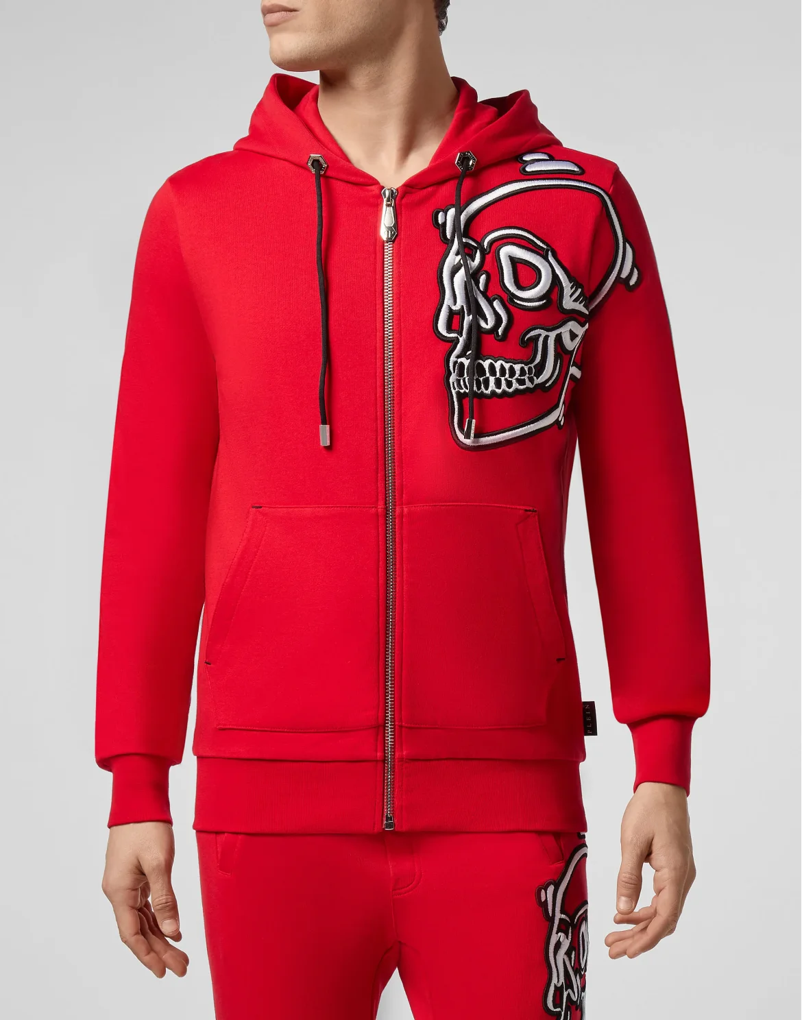 Hoodie Sweatjacket Outline Skull, цвет: Красный
