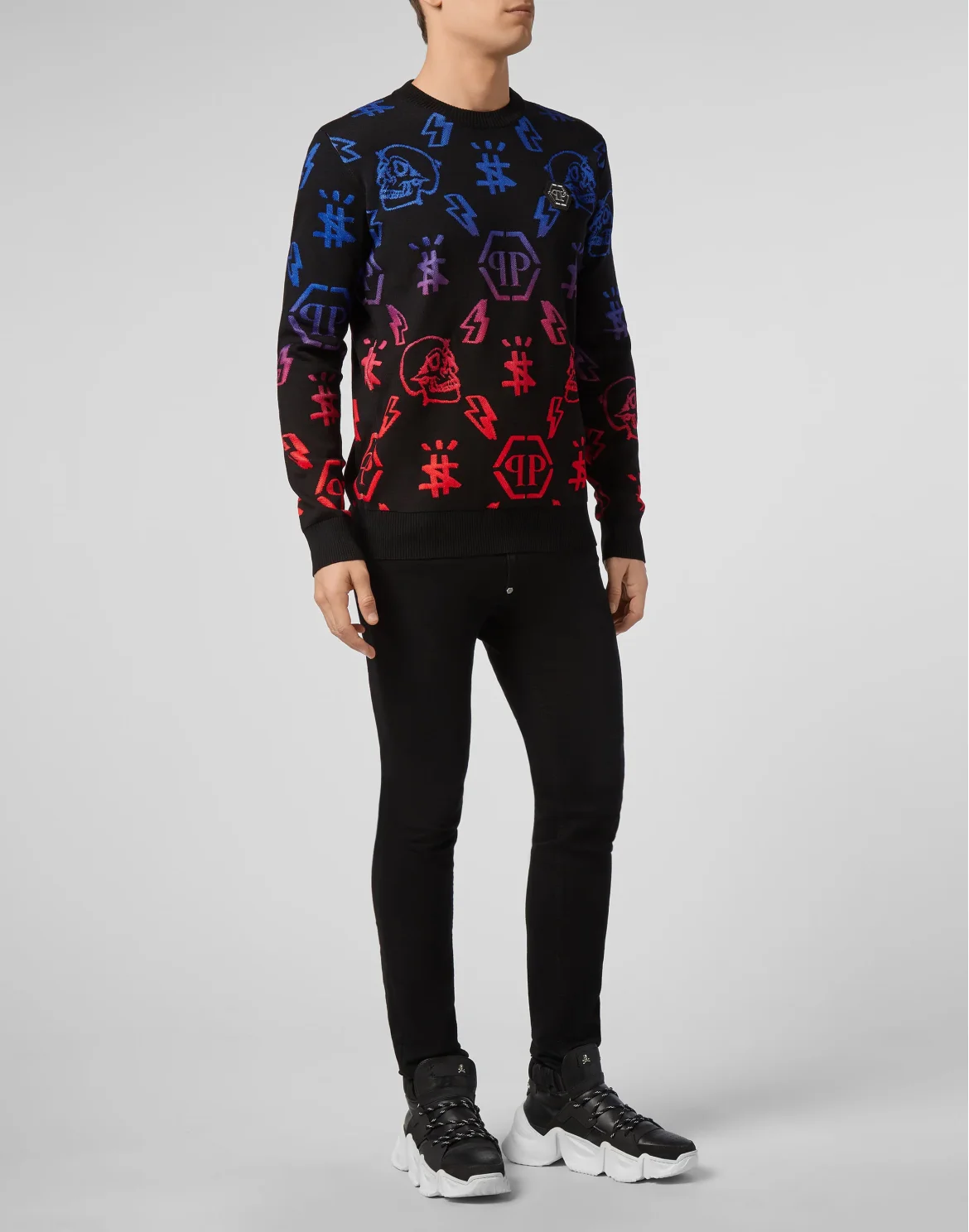 Pullover Round Neck LS Monogram, цвет: Черный