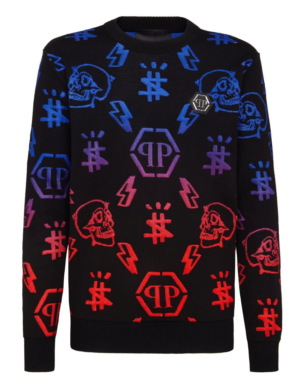 Pullover Round Neck LS Monogram, цвет: Черный