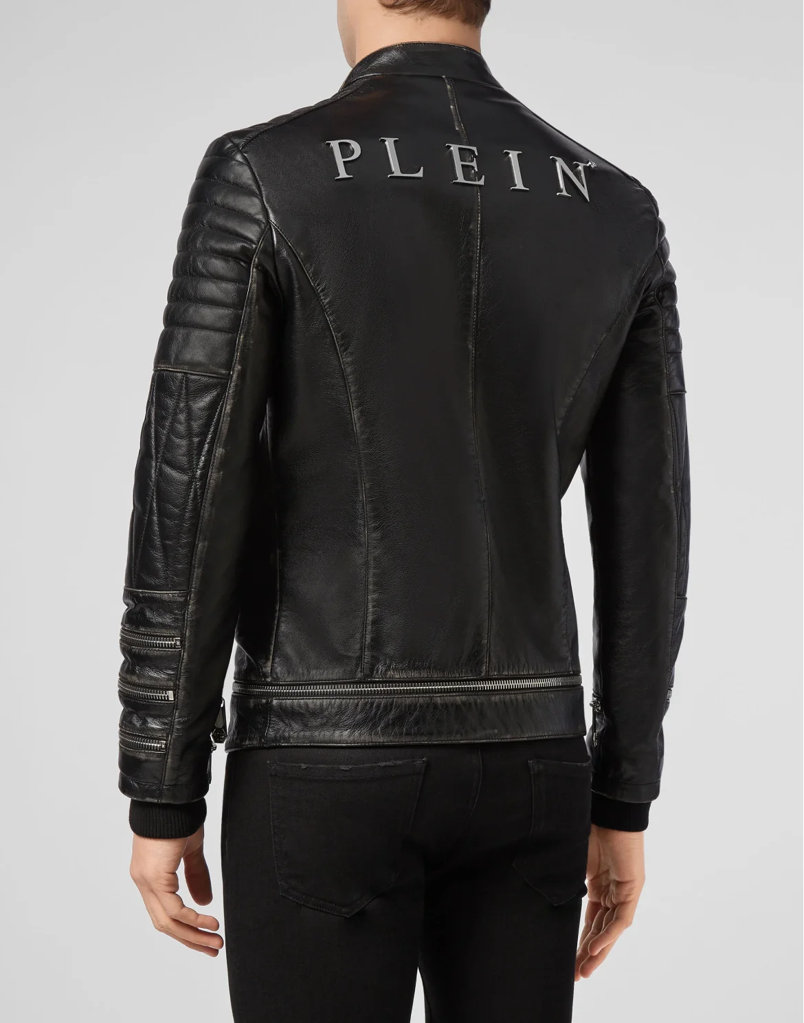 Leather Biker Iconic Plein, цвет: Черный