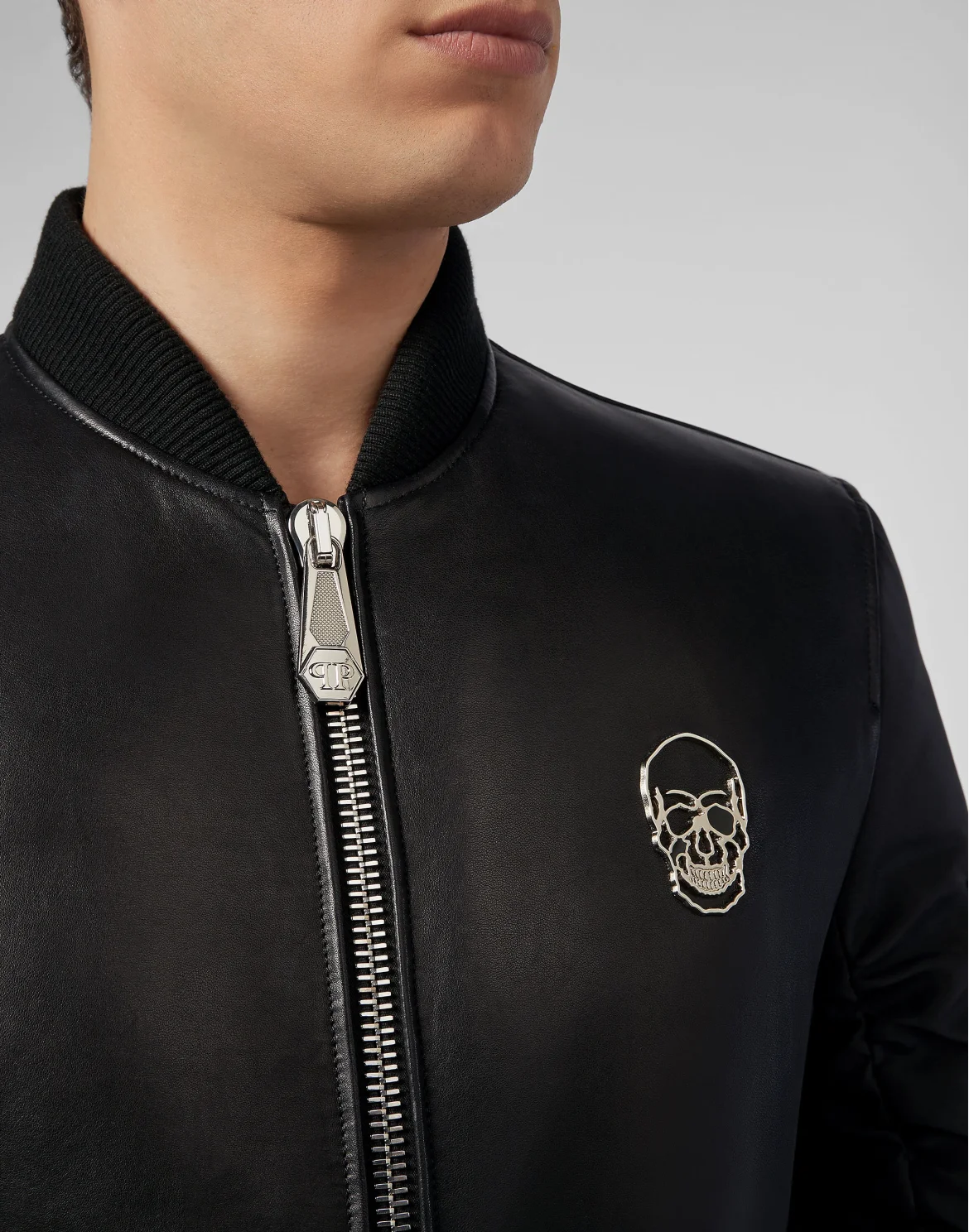 Leather Bomber Skull, цвет: Черный