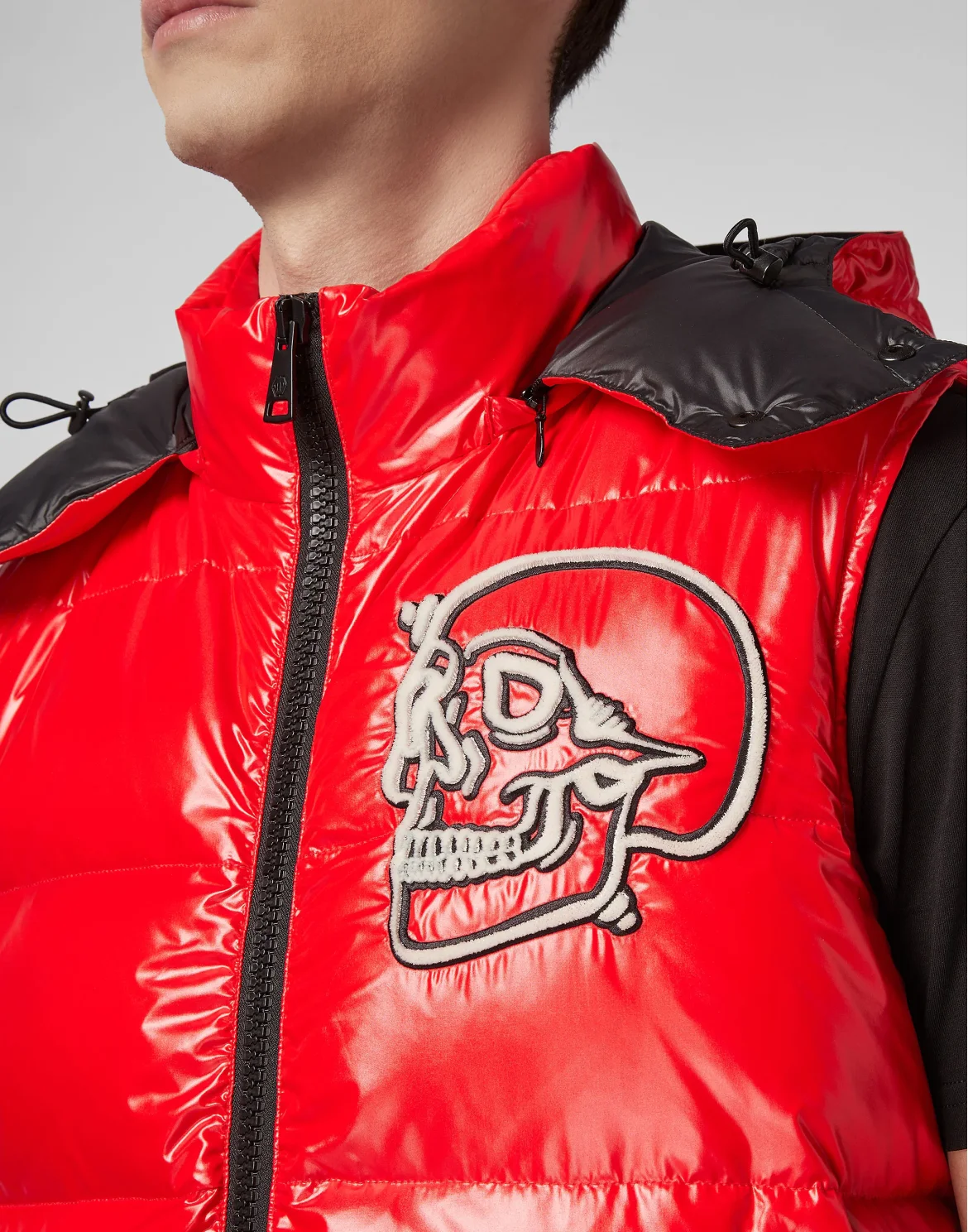 Nylon Short Vest  Outline Skull, цвет: Красный