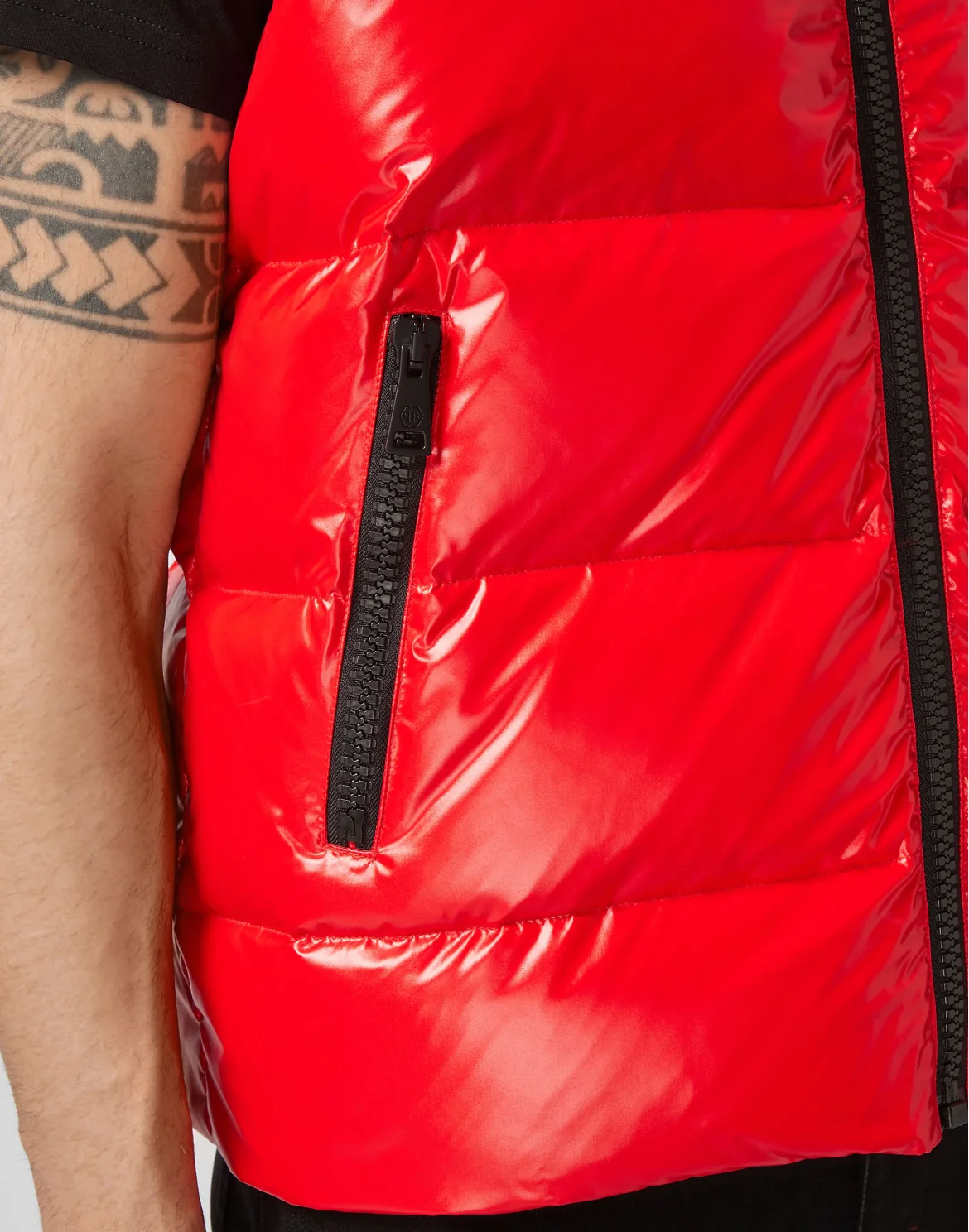 Nylon Short Vest  Outline Skull, цвет: Красный