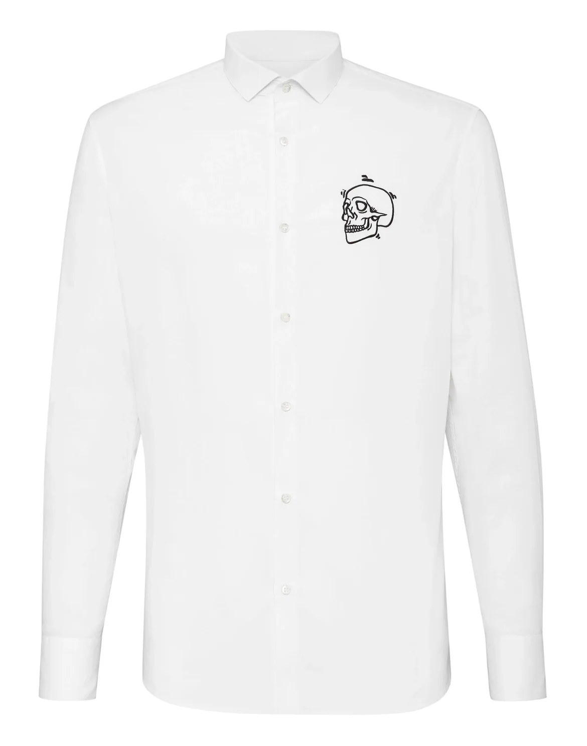 Shirt Diamond Cut LS  Outline Skull, цвет: Белый