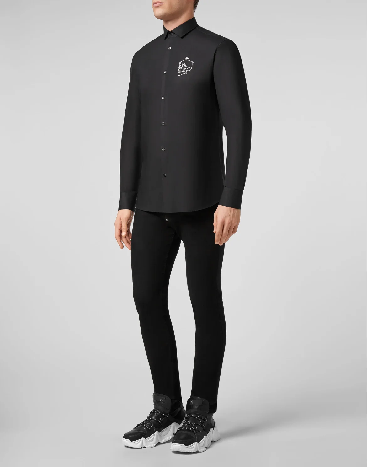 Shirt Diamond Cut LS  Outline Skull, цвет: Черный