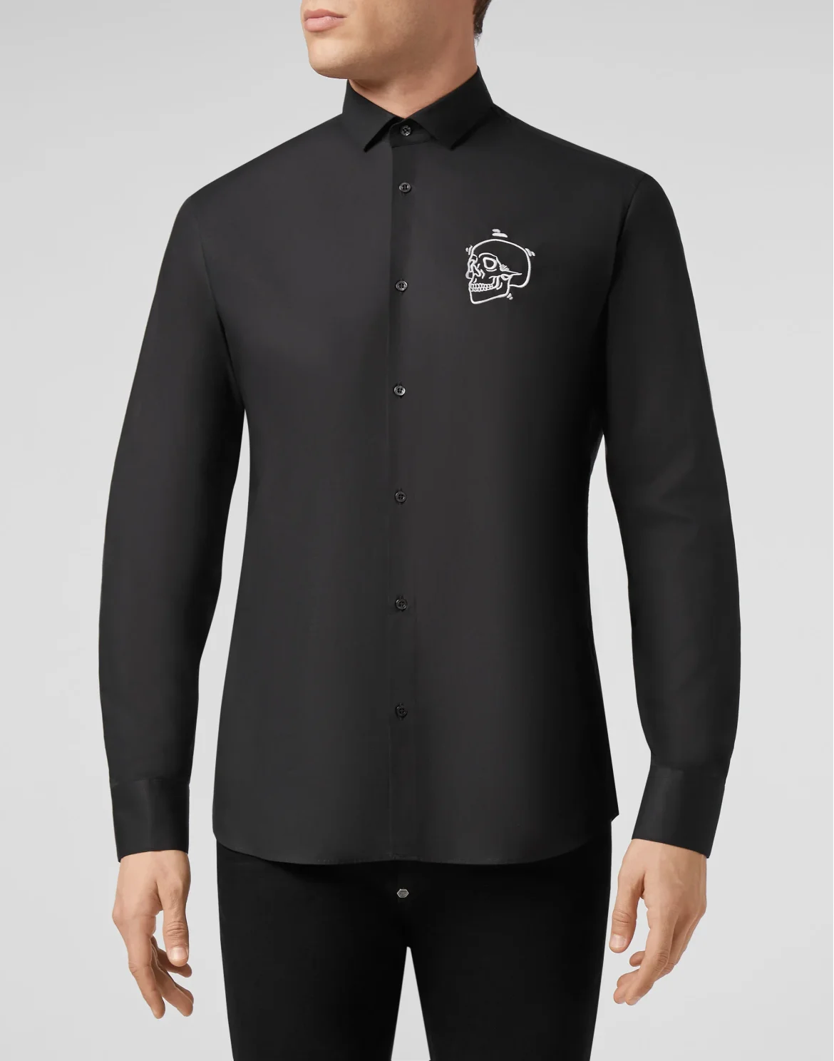 Shirt Diamond Cut LS  Outline Skull, цвет: Черный