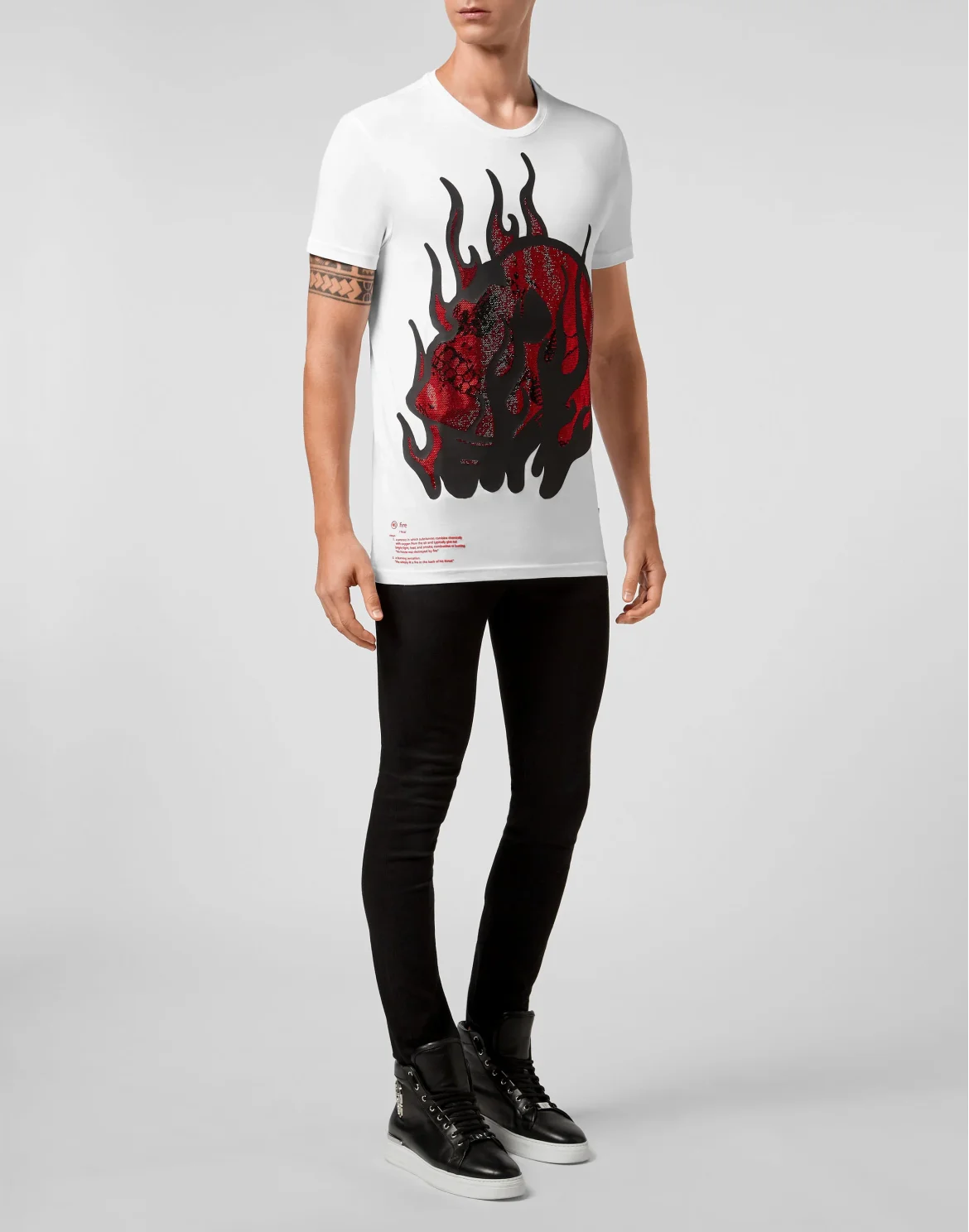 T-shirt Round Neck SS Skull on fire, цвет: Белый
