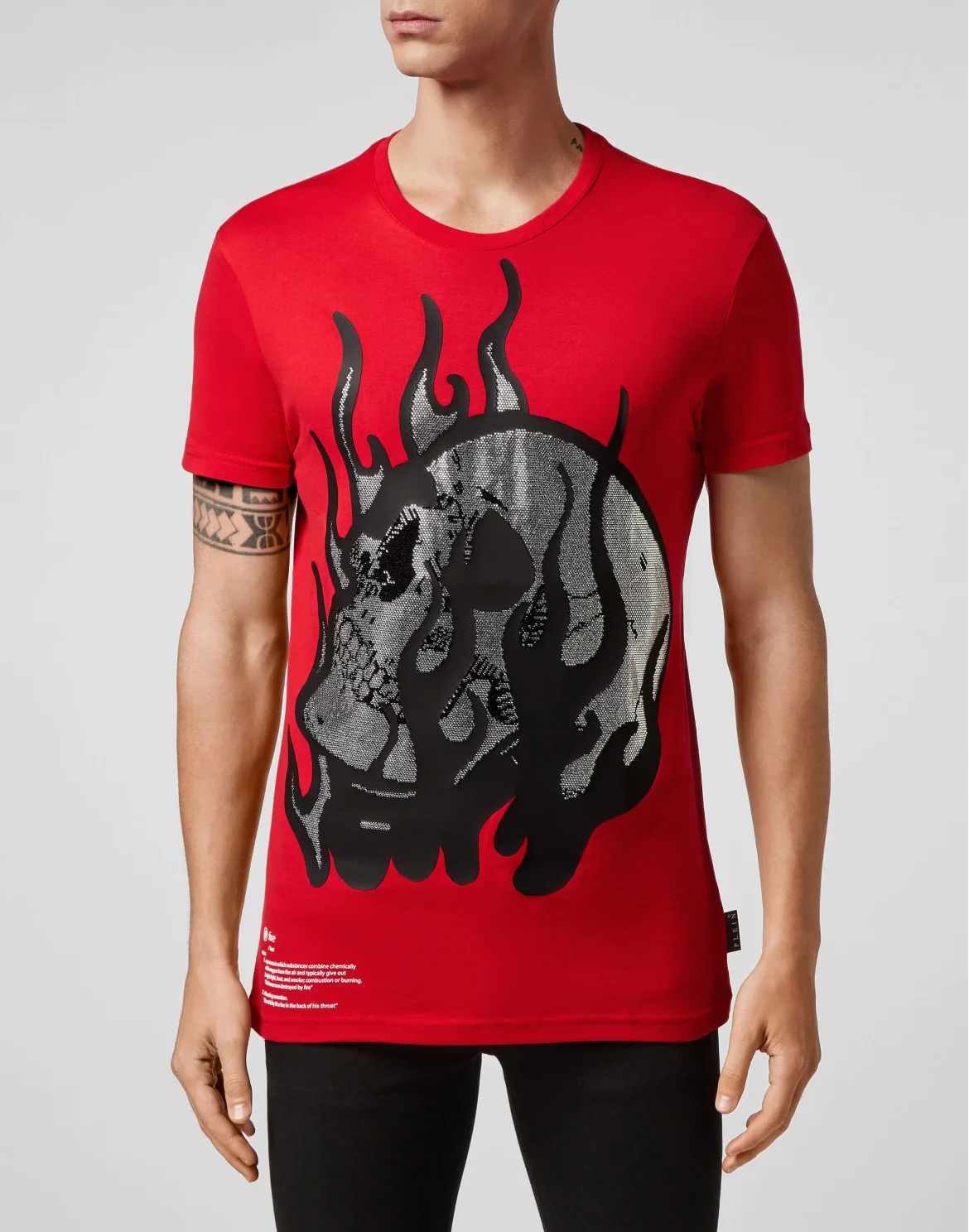 T-shirt Round Neck SS Skull on fire, цвет: Красный