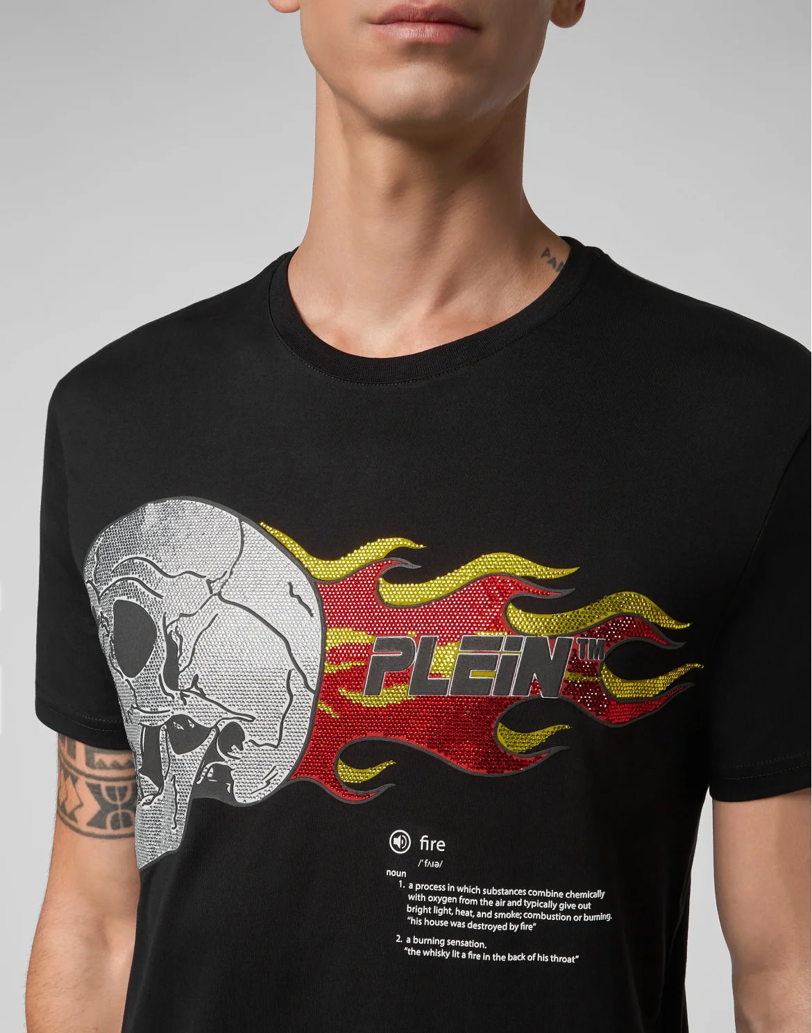 T-shirt Round Neck SS Skull on fire, цвет: Черный