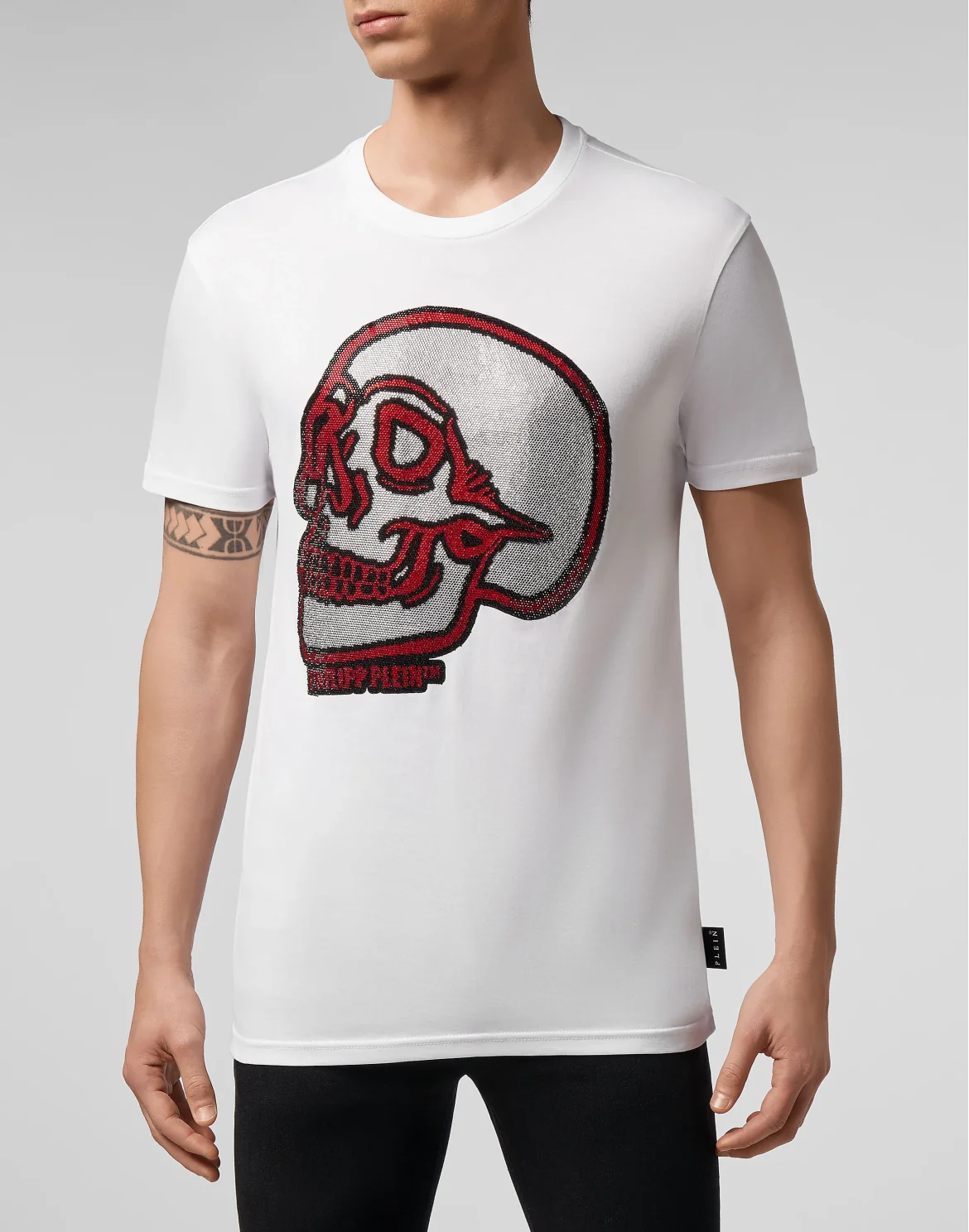 T-shirt Round Neck SS Crystal outline Skull, цвет: Белый