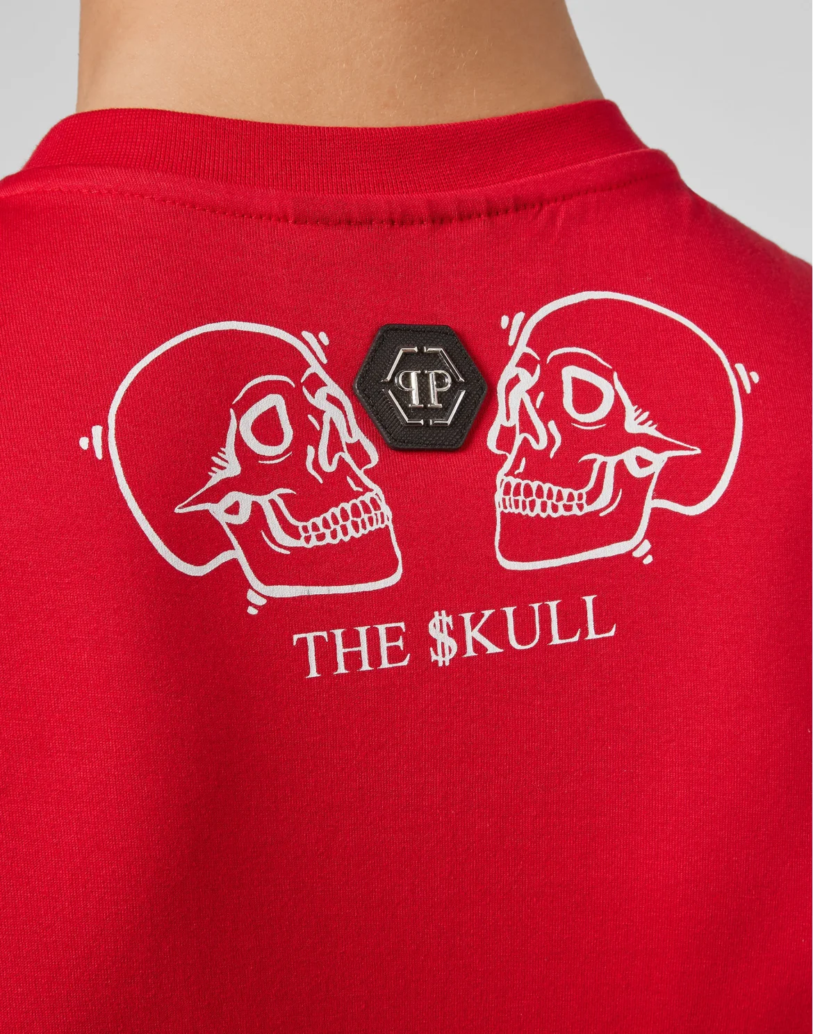 T-shirt Round Neck SS Crystal outline Skull, цвет: Красный