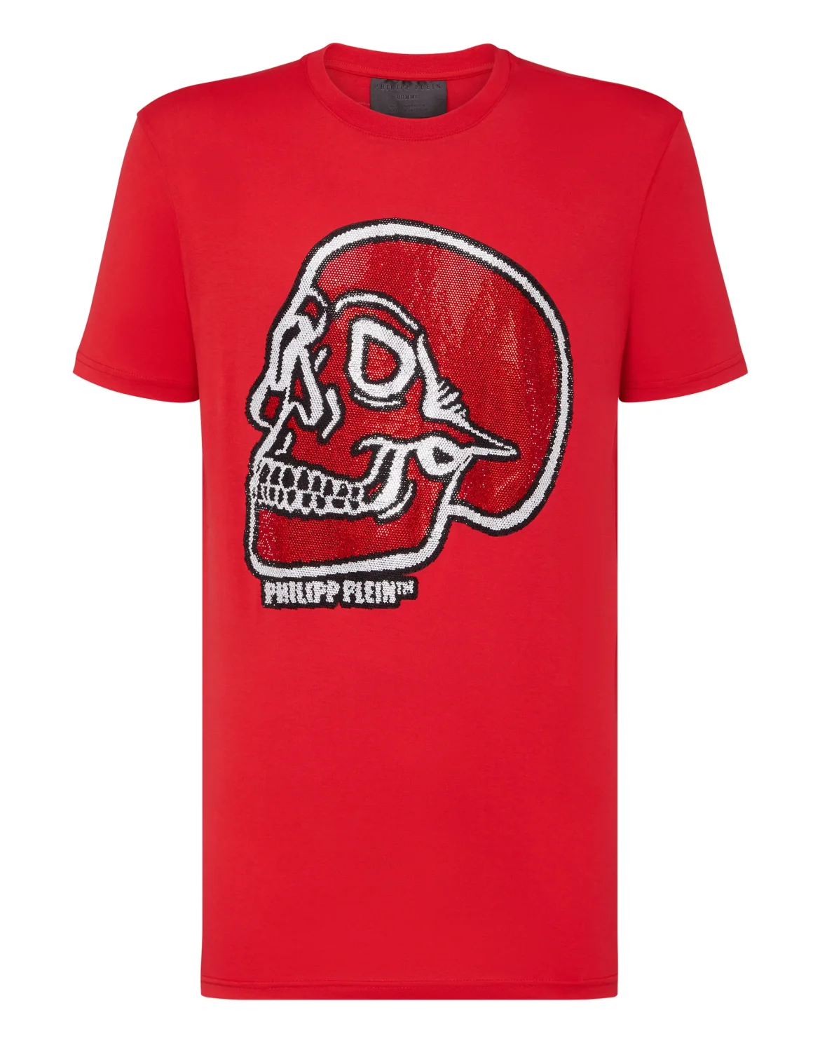 T-shirt Round Neck SS Crystal outline Skull, цвет: Красный