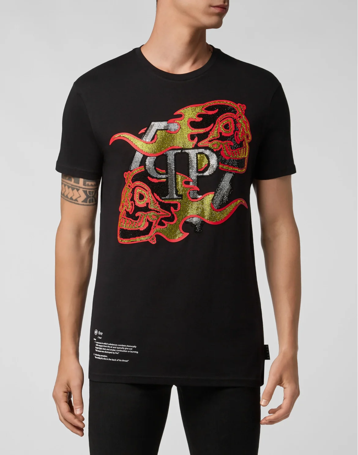 T-shirt Round Neck SS Skull on fire, цвет: Черный