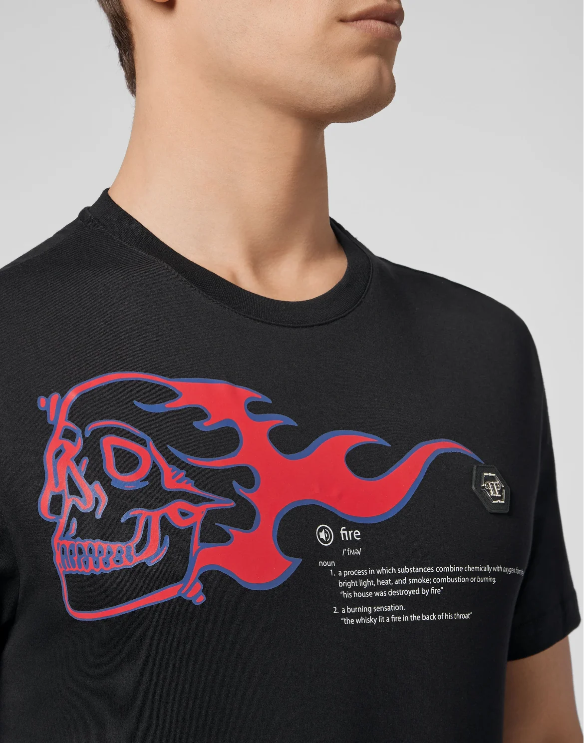 T-shirt Round Neck SS Skull on fire, цвет: Черный