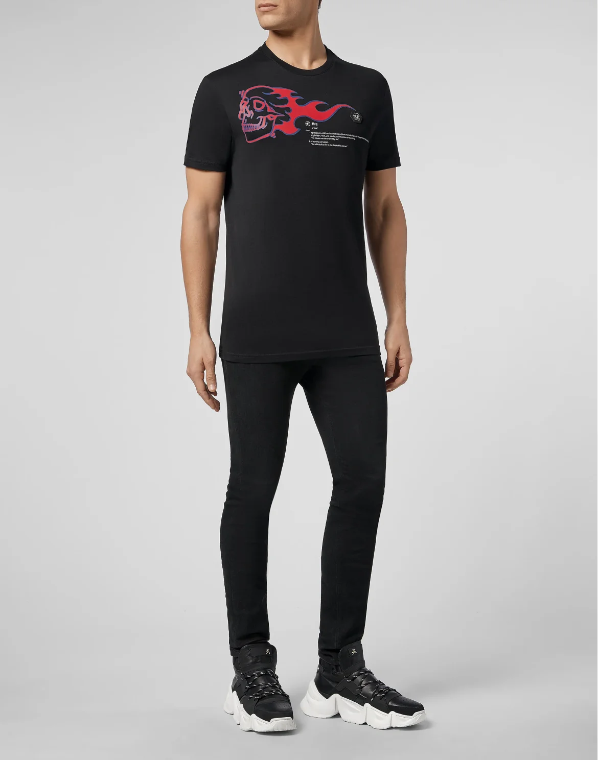 T-shirt Round Neck SS Skull on fire, цвет: Черный
