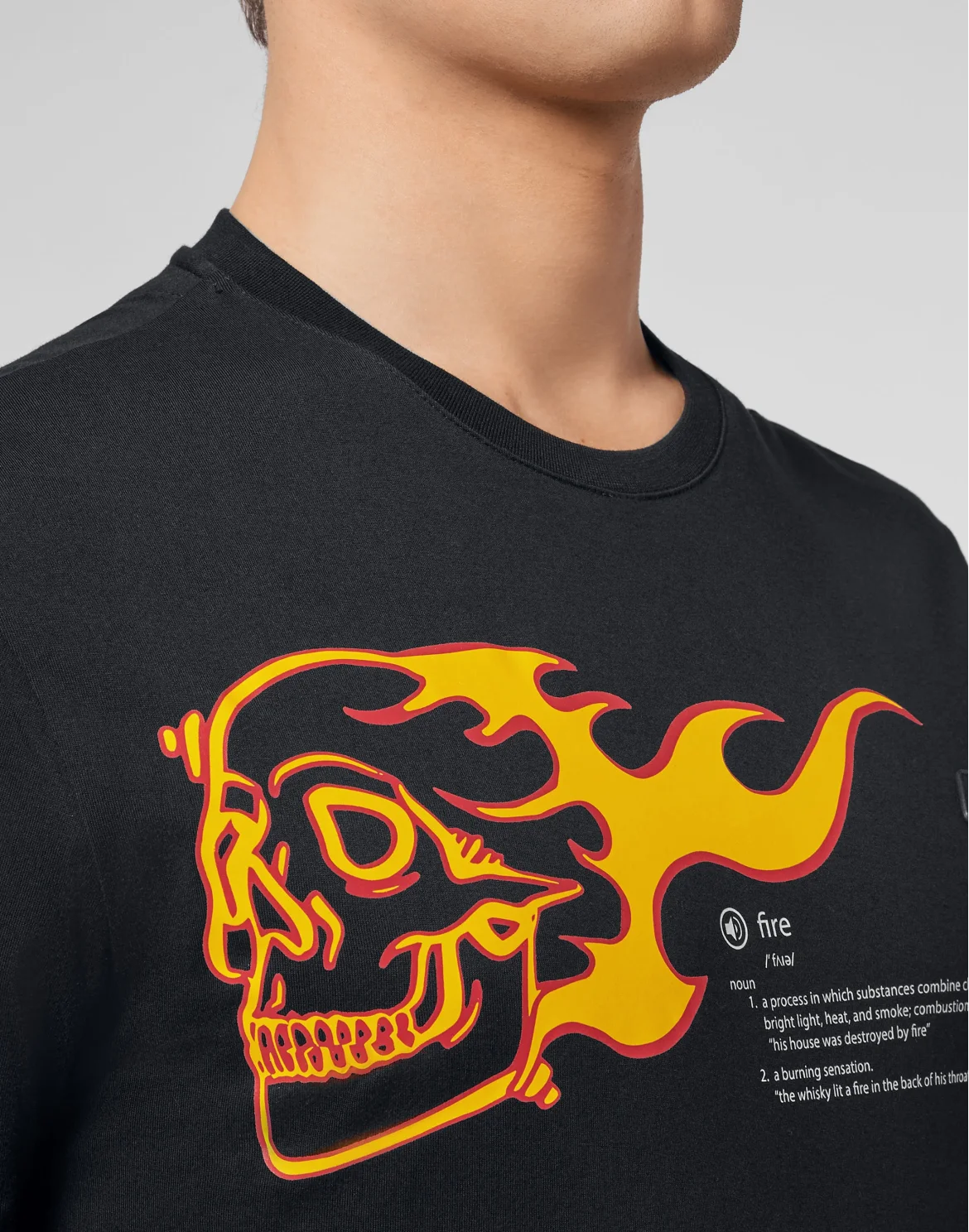 T-shirt Round Neck SS Skull on fire, цвет: Черный