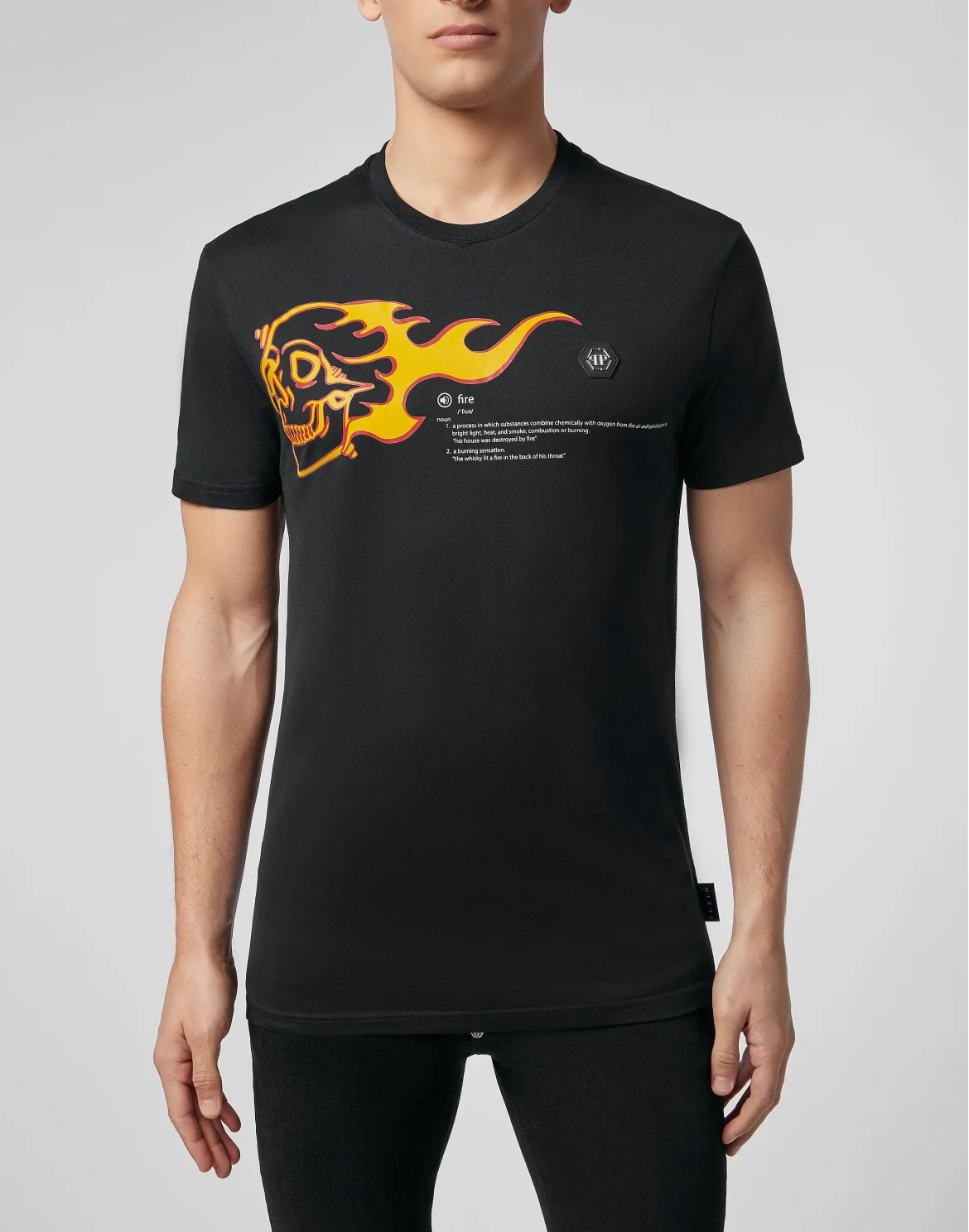 T-shirt Round Neck SS Skull on fire, цвет: Черный