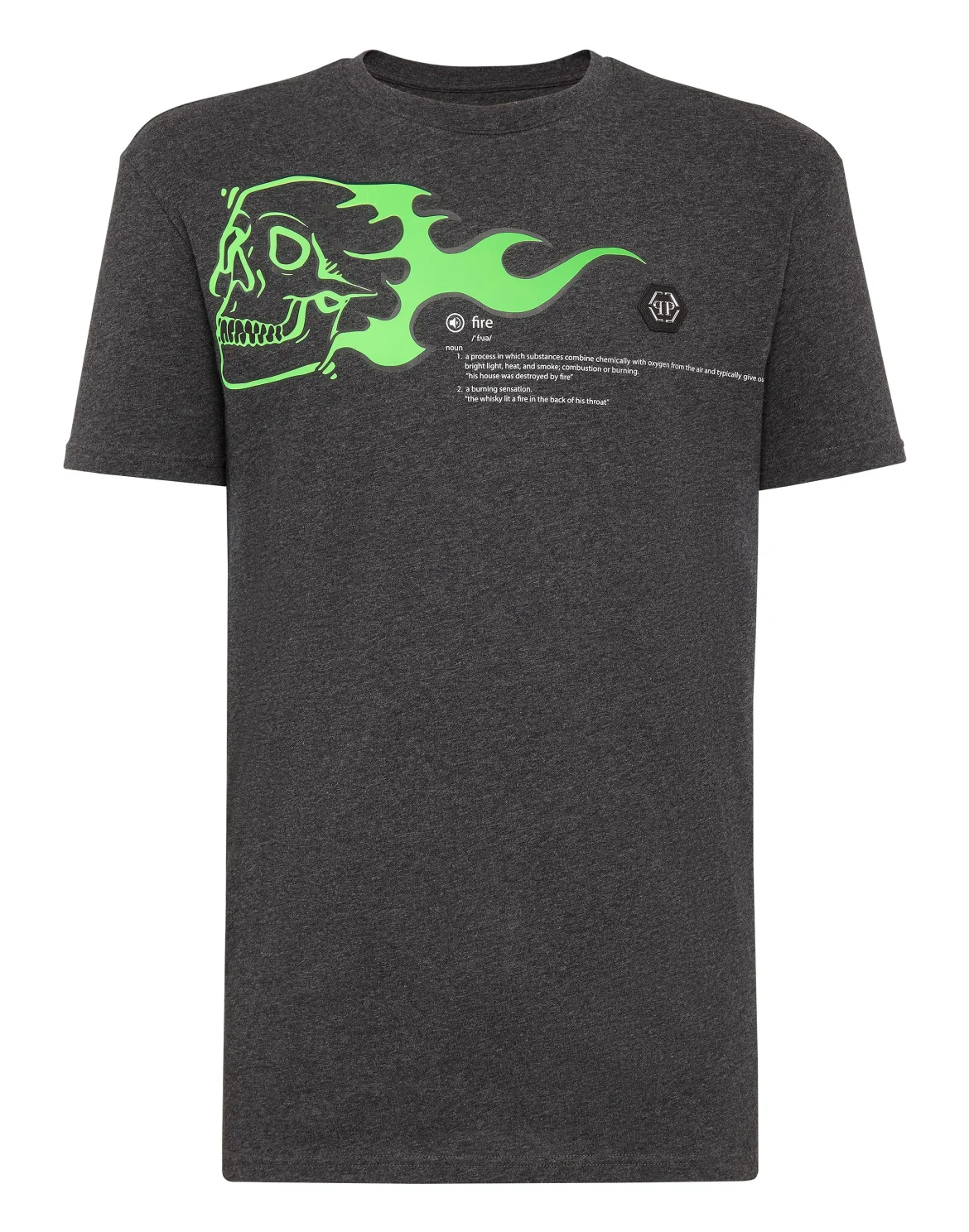 T-shirt Round Neck SS Skull on fire, цвет: Серый