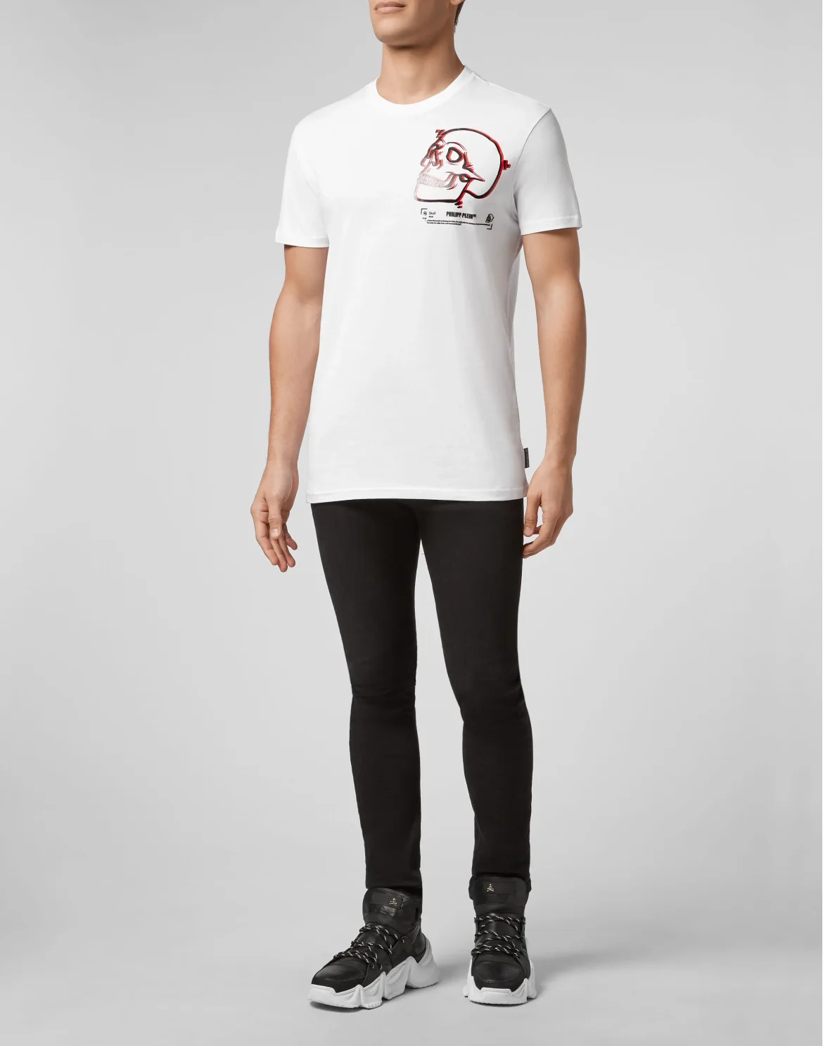 T-shirt Round Neck SS Outline Skull, цвет: Белый