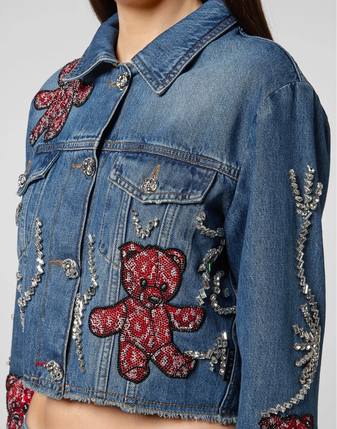 Denim Jacket Allover Teddy Bear, цвет: Синий