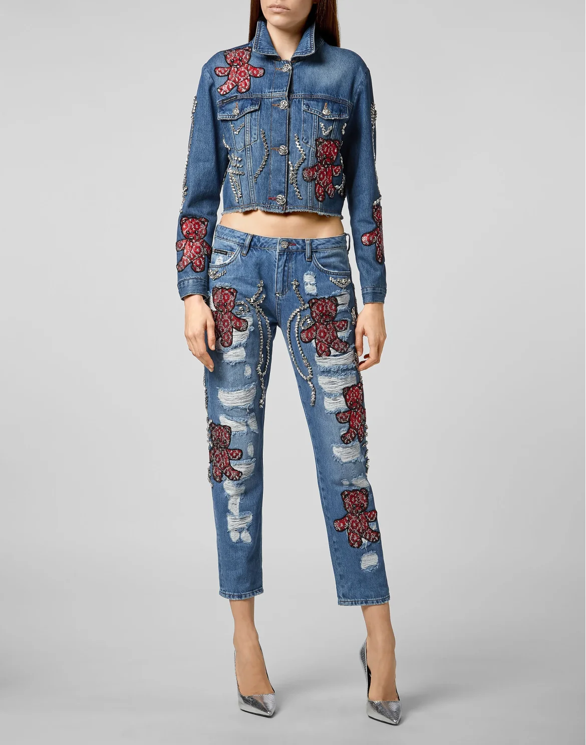 Denim Jacket Allover Teddy Bear, цвет: Синий