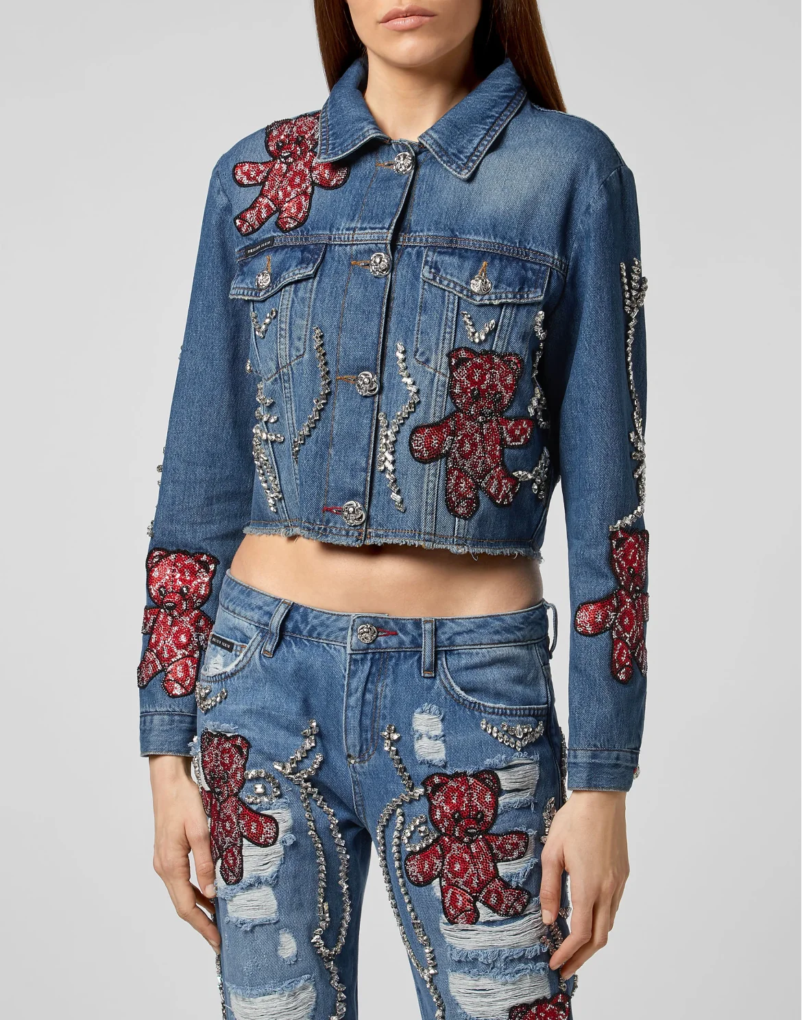Denim Jacket Allover Teddy Bear, цвет: Синий