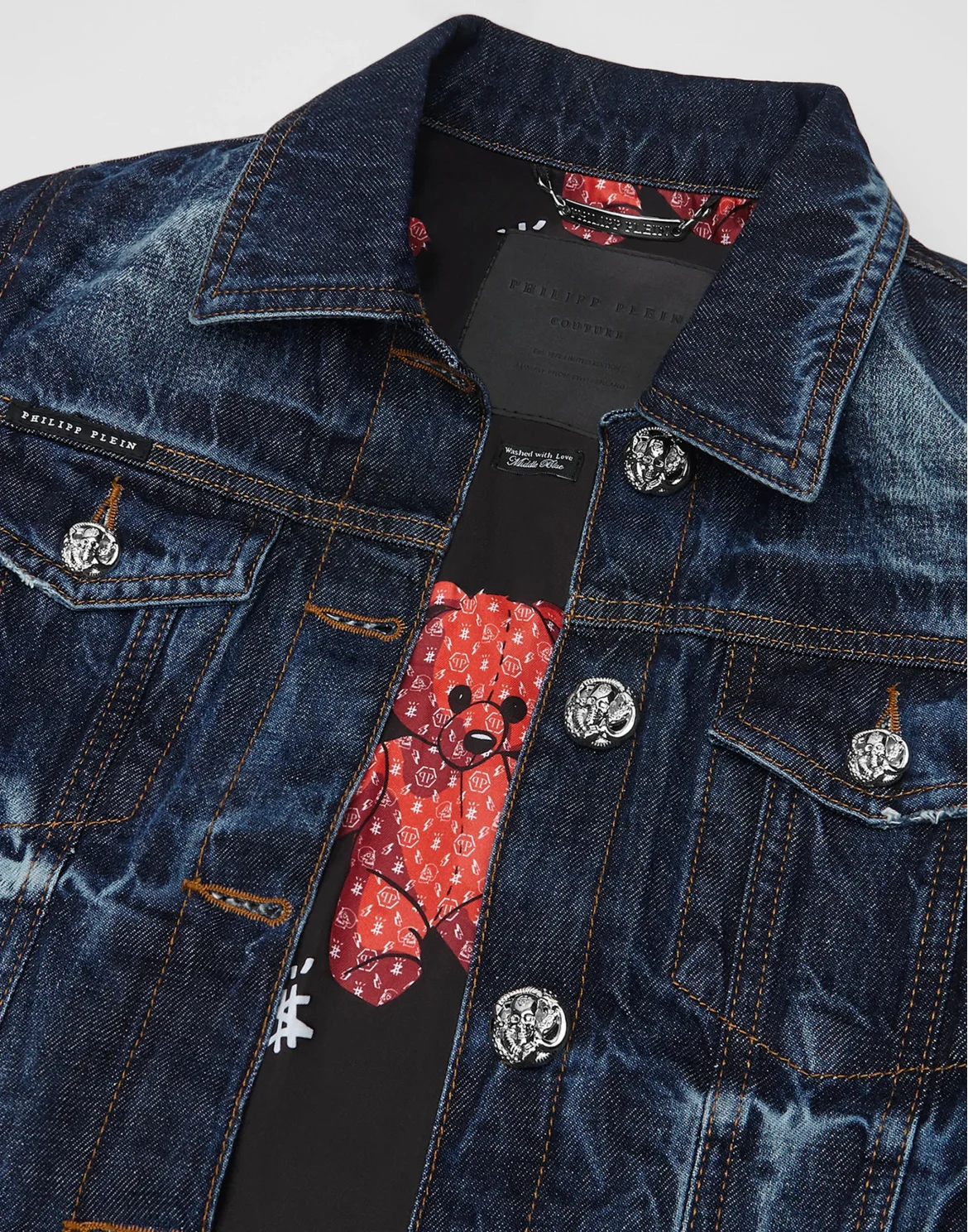 Denim Jacket Monogram Teddy Bear, цвет: Синий