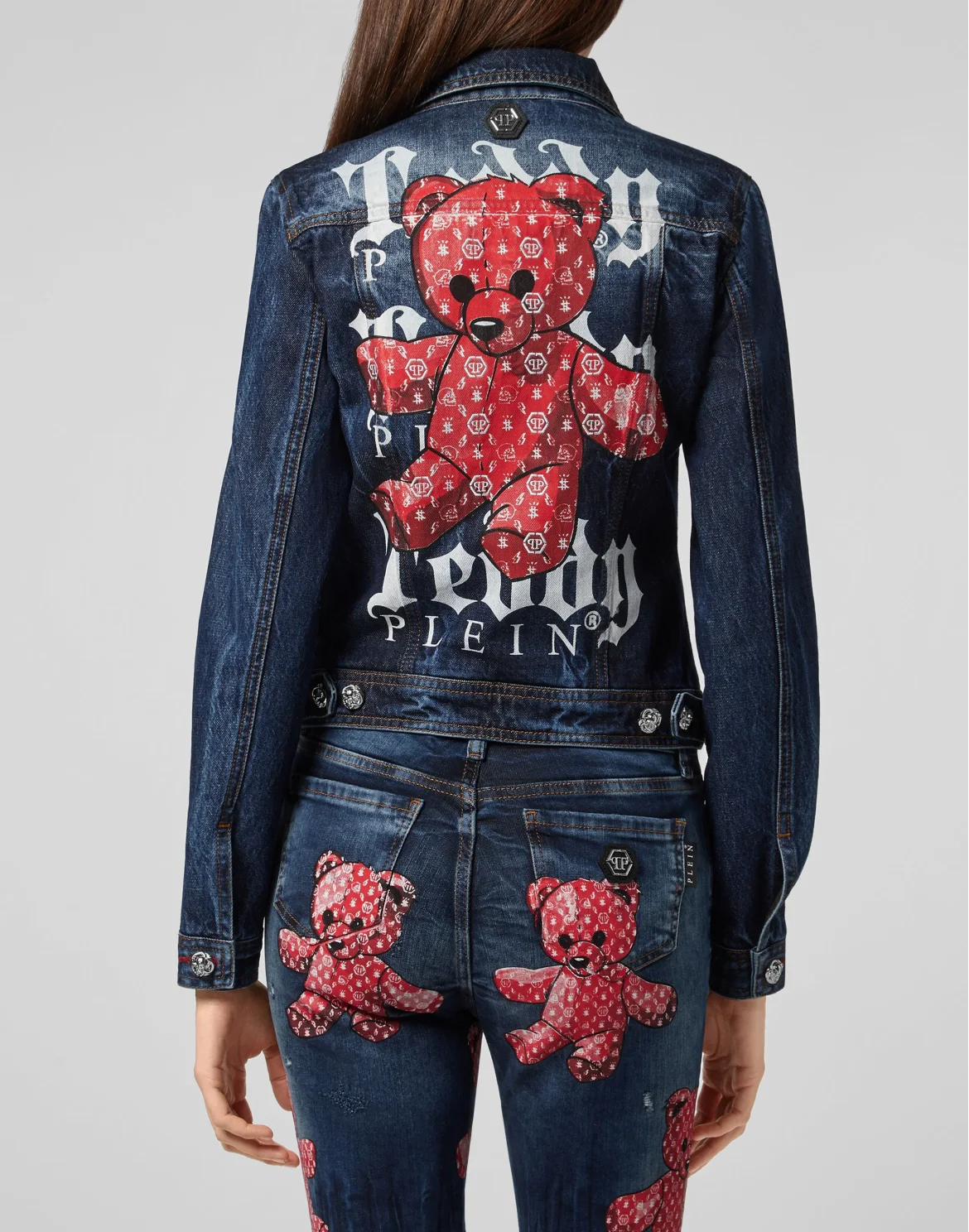 Denim Jacket Monogram Teddy Bear, цвет: Синий