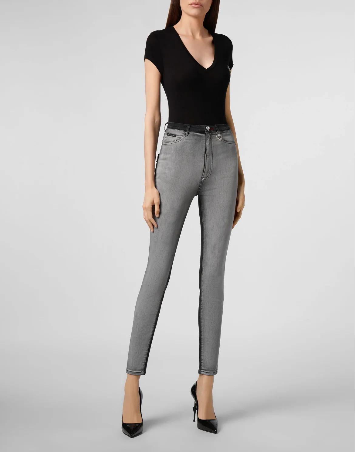 Super High Waist Jegging Philipp Plein TM, цвет: Серый