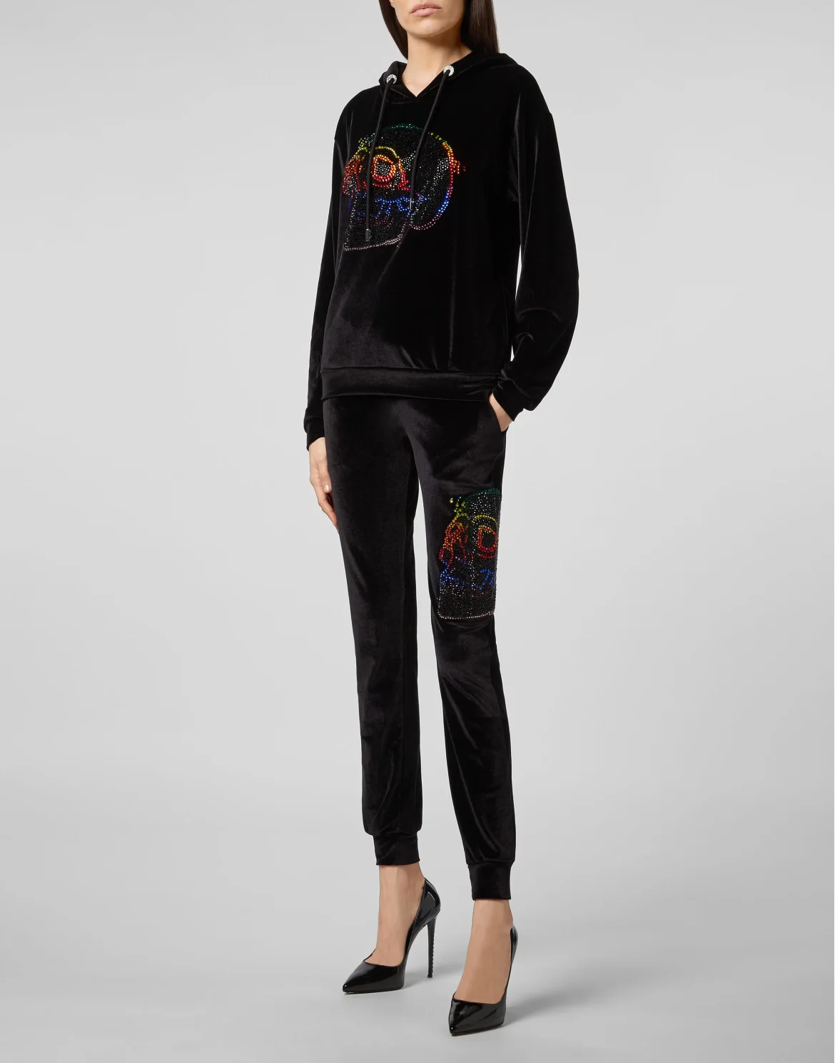 Hoodie sweatshirt Look at me Skull strass, цвет: Черный