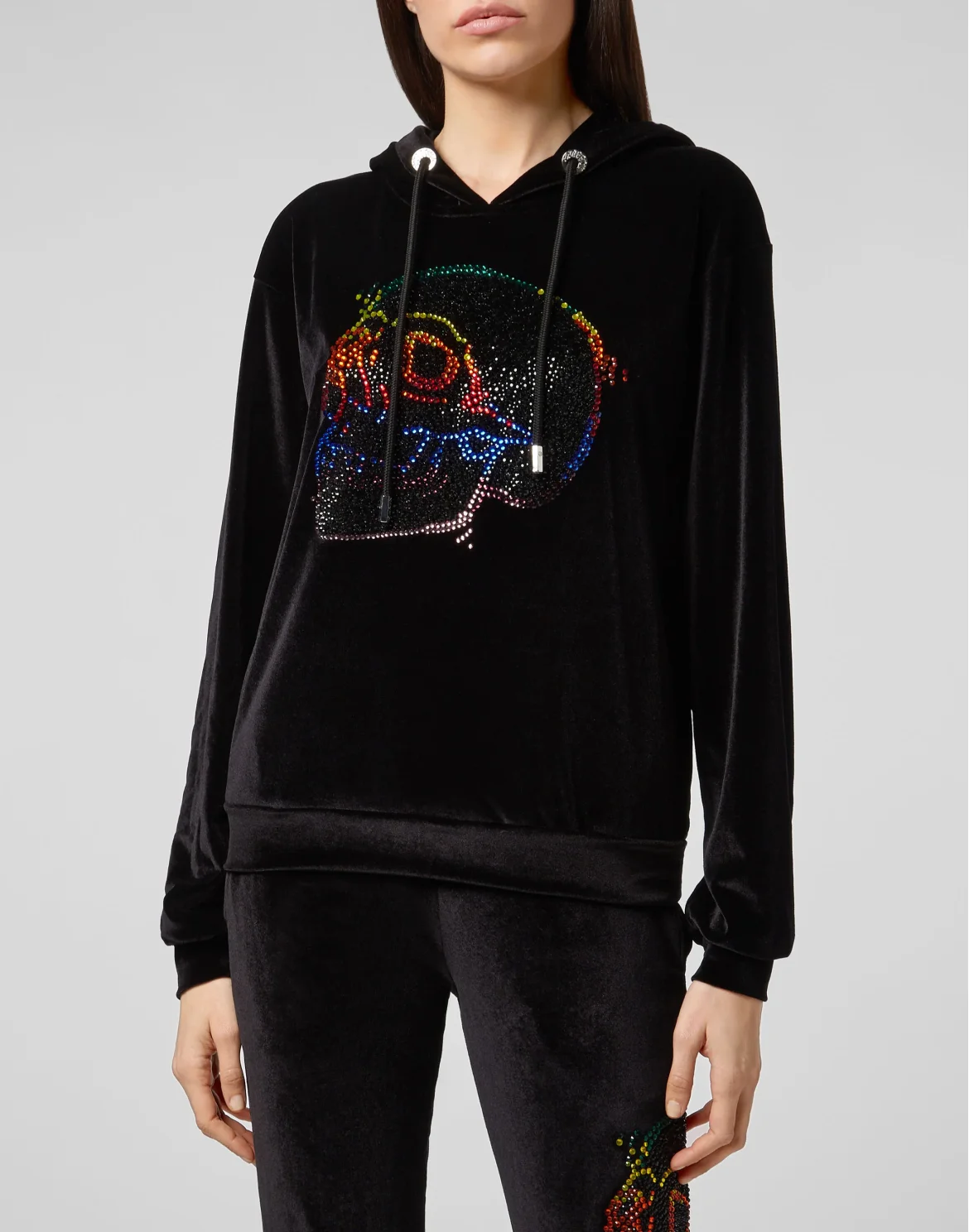 Hoodie sweatshirt Look at me Skull strass, цвет: Черный