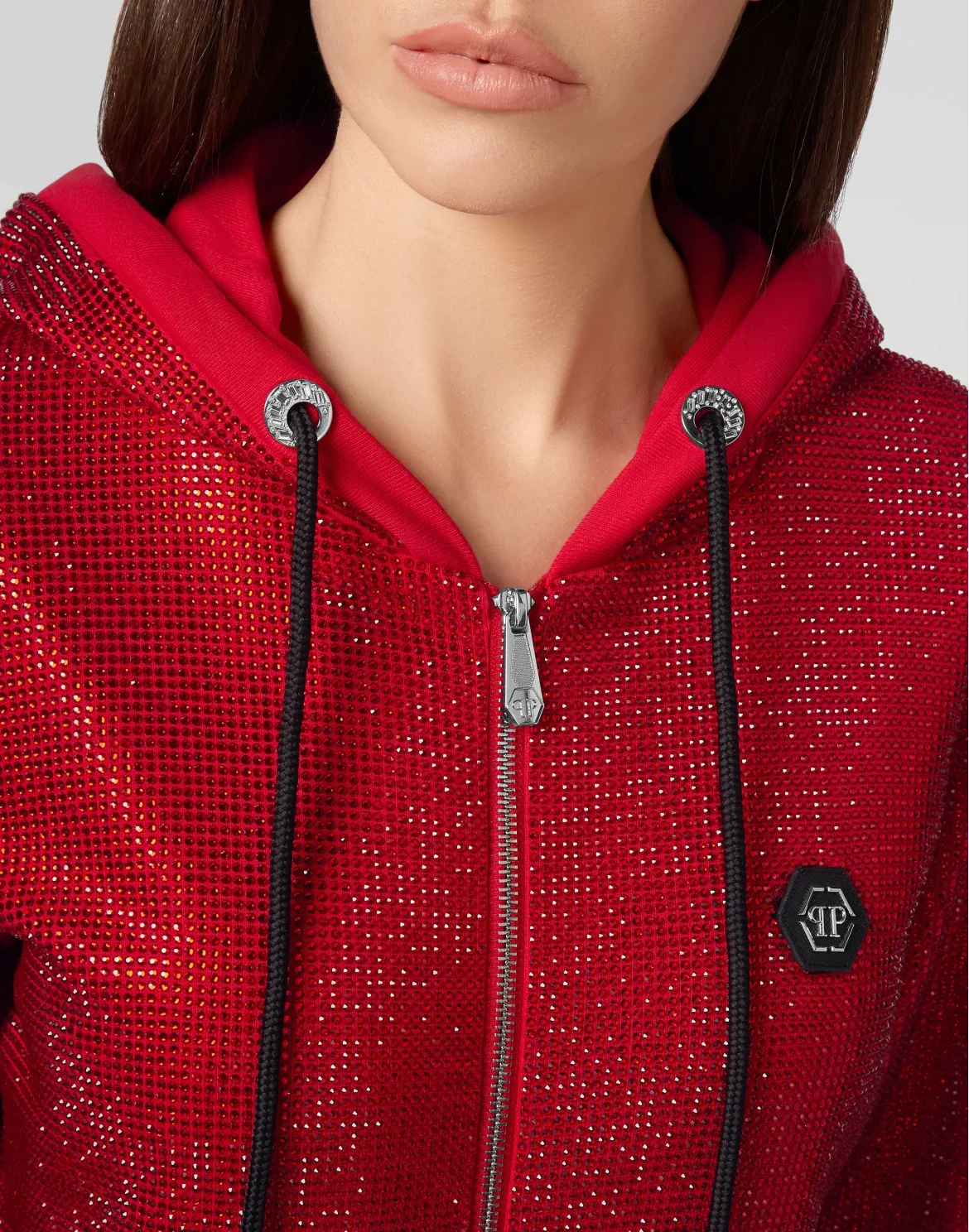 Hoodie Sweatjacket Crystal Plein, цвет: Красный