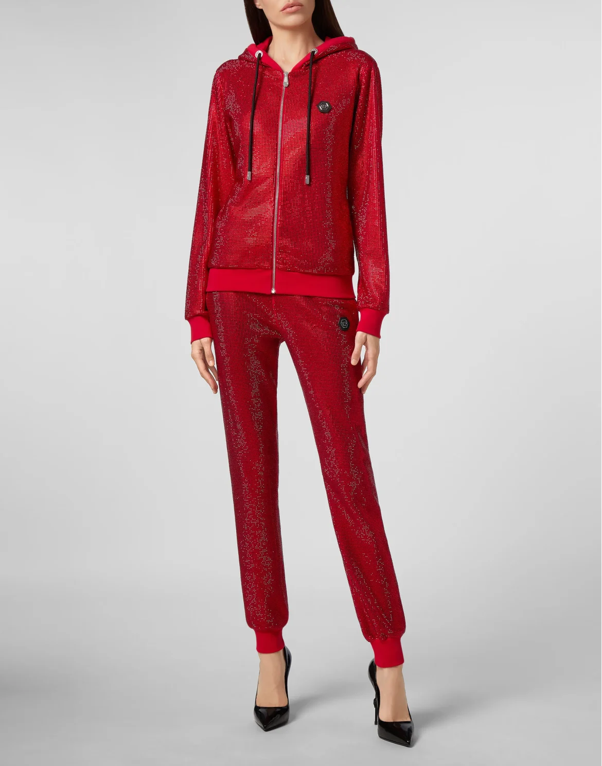 Hoodie Sweatjacket Crystal Plein, цвет: Красный