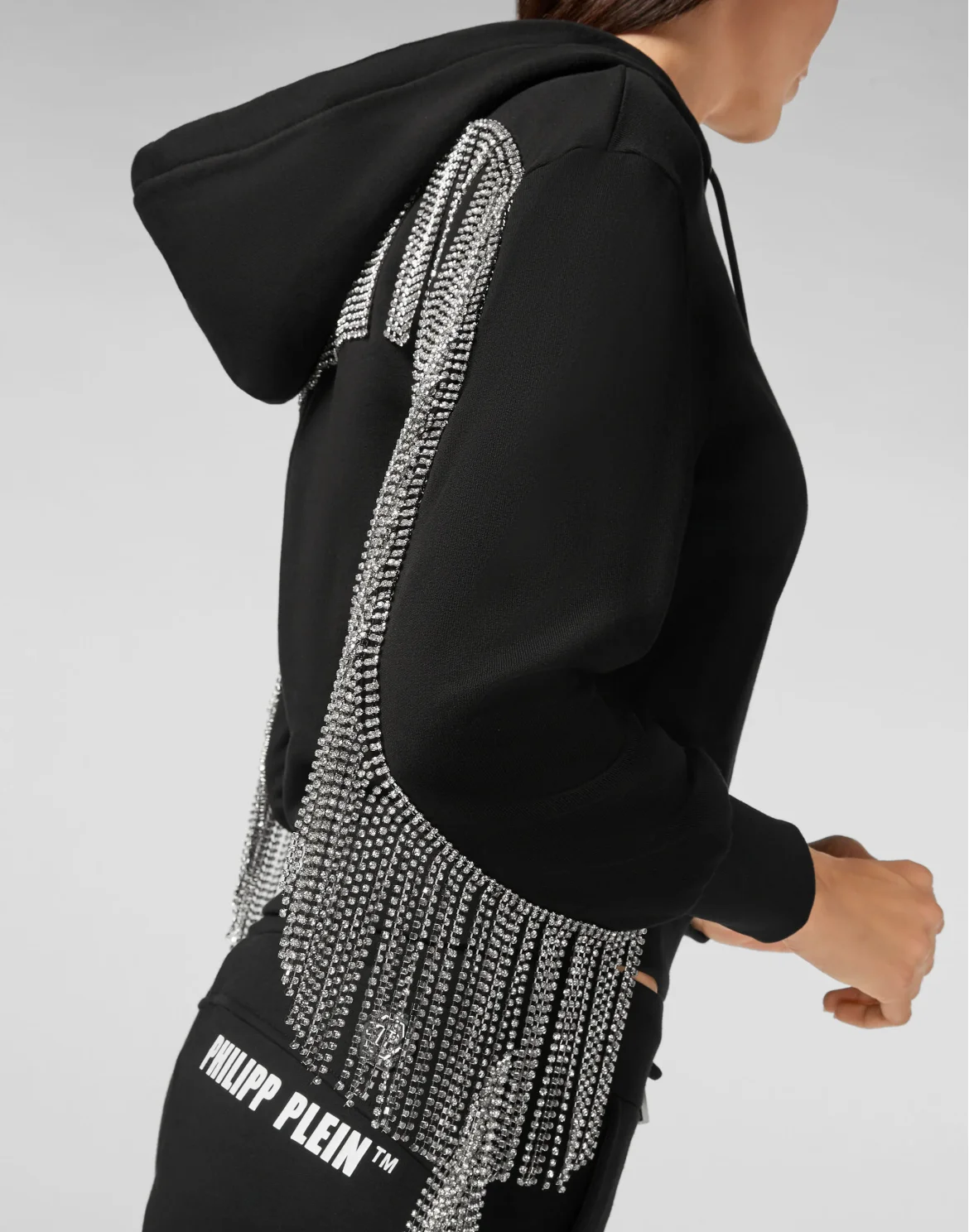 Hoodie Sweatjacket Silver Fringe, цвет: Черный