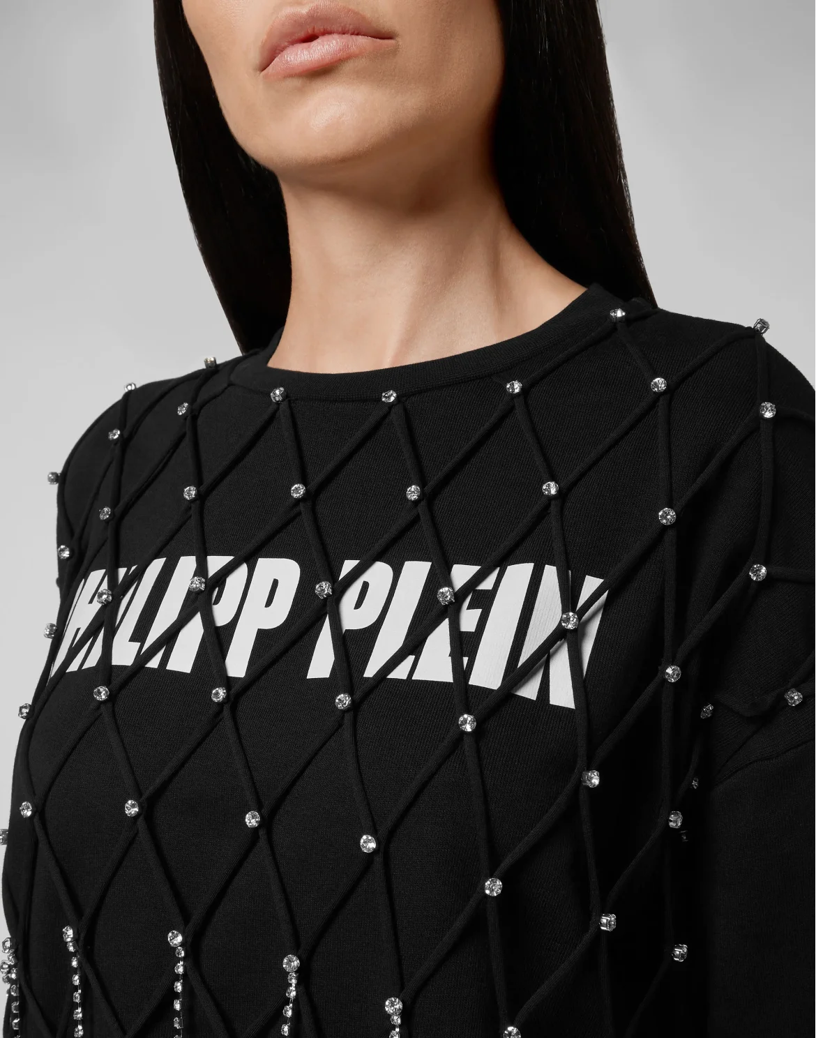 Sweatshirt LS Net Crystal Touch Fringe, цвет: Черный
