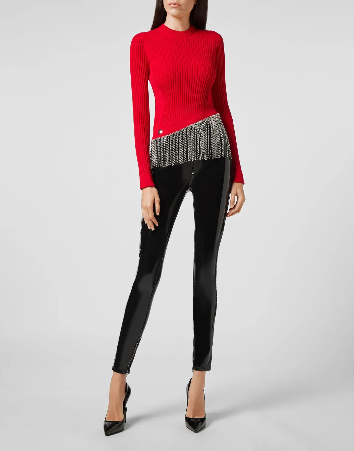 Turtleneck LS Crystal  Fringe, цвет: Красный