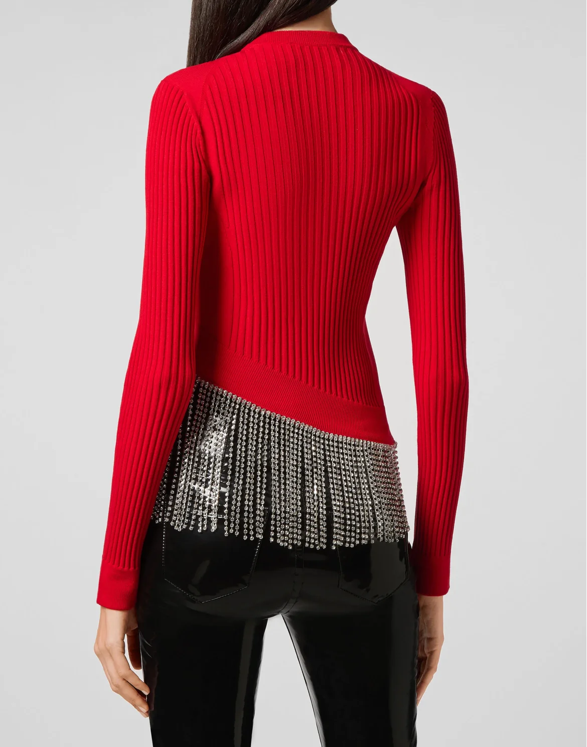 Turtleneck LS Crystal  Fringe, цвет: Красный