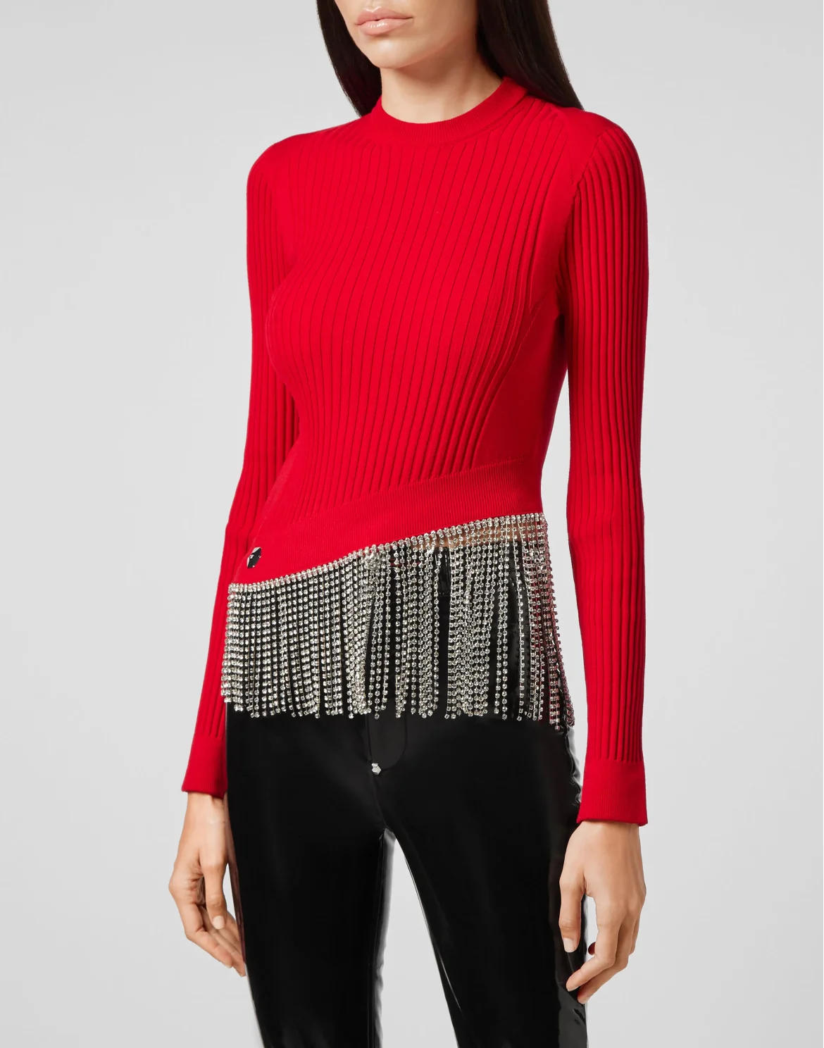 Turtleneck LS Crystal  Fringe, цвет: Красный