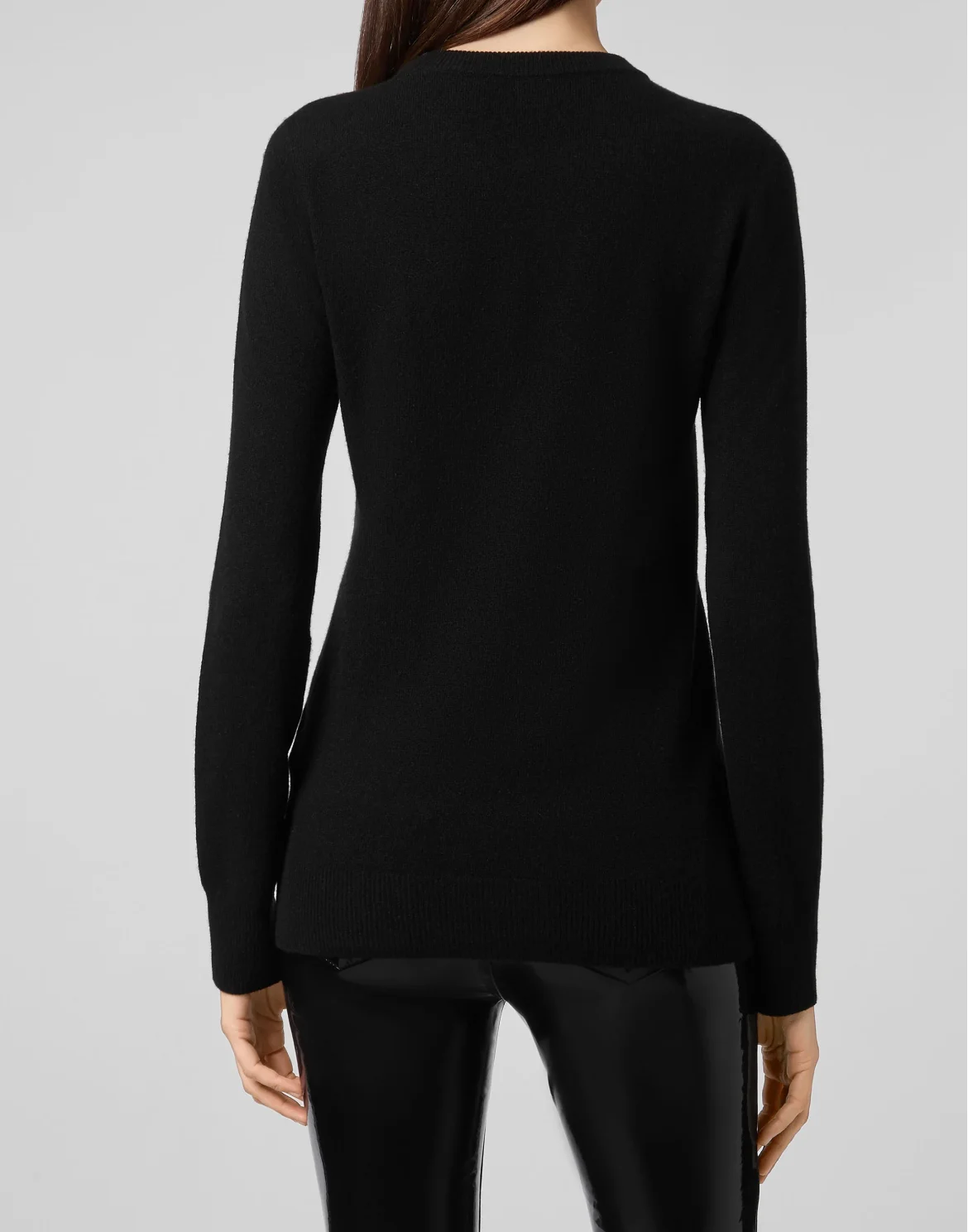 Pullover Round Neck LS Look At Me  Skull crystal, цвет: Черный